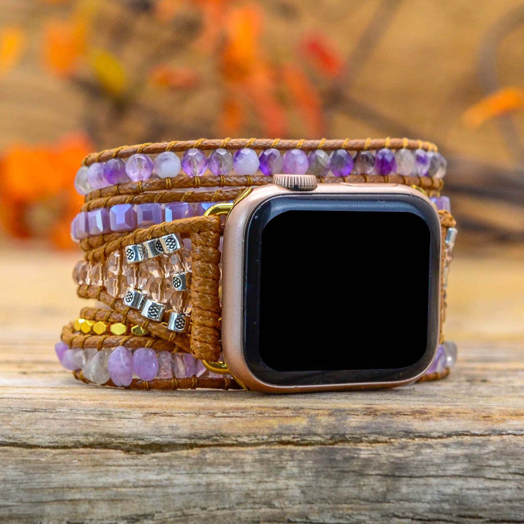 Apple Watch HanNatural Lavender Amethyst & Purple Jasper Band Made Bracelet (LSJLM-013)