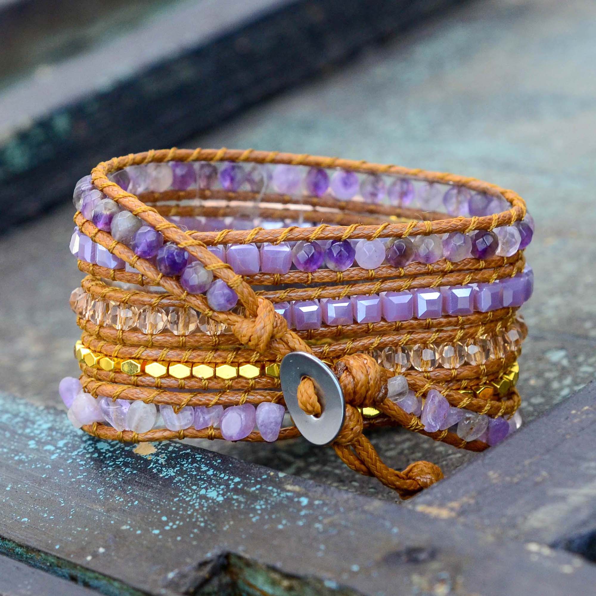 Apple Watch HanNatural Lavender Amethyst & Purple Jasper Band Made Bracelet (LSJLM-013)
