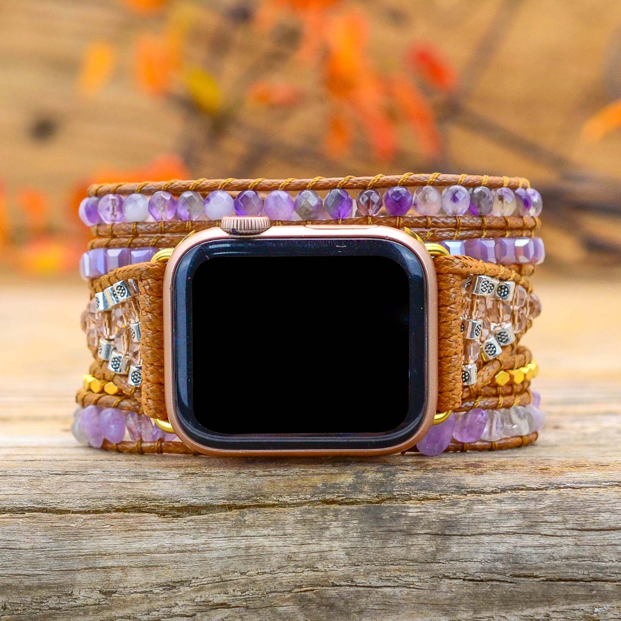 Apple Watch HanNatural Lavender Amethyst & Purple Jasper Band Made Bracelet (LSJLM-013)