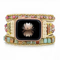 Apple Watch Band Natural Purple Jasper & Rhodonite Beaded (LSJLM-046)