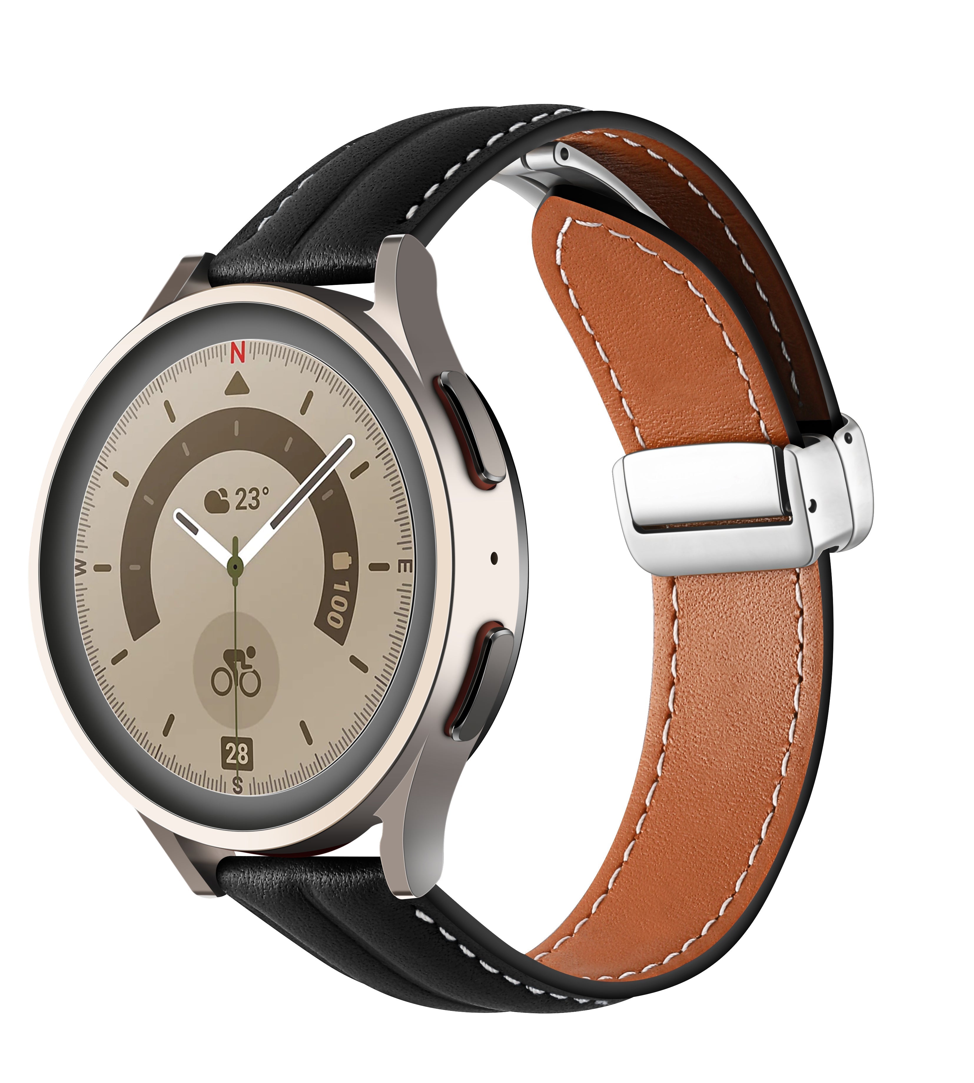 22 mm Quick Release Folding Magnetic Buckle Soft Leather Watch Band (LSBMSH-004)