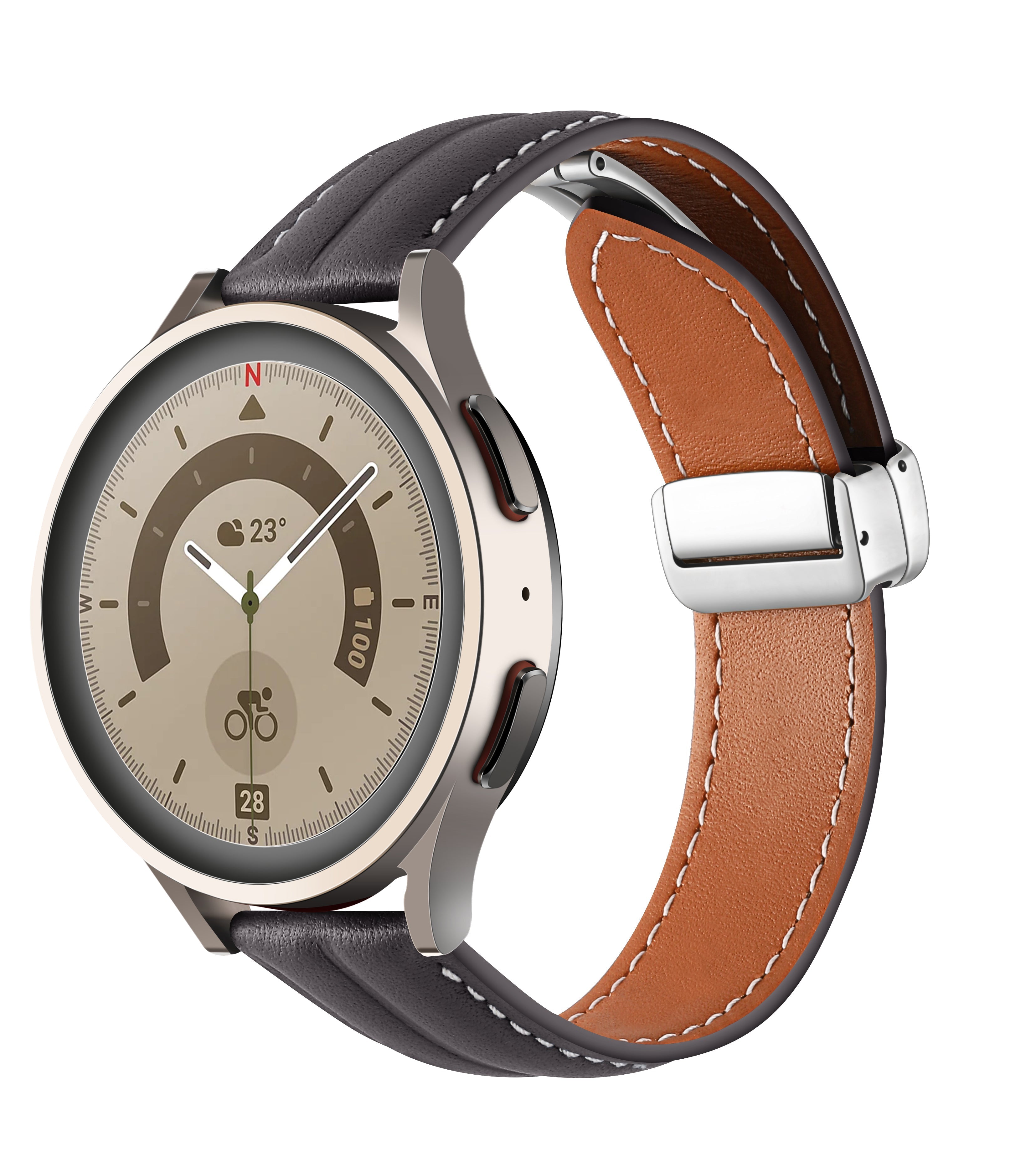 20 mm Quick Release Folding Magnetic Buckle Soft Leather Watch Band (LSBMSH-004)