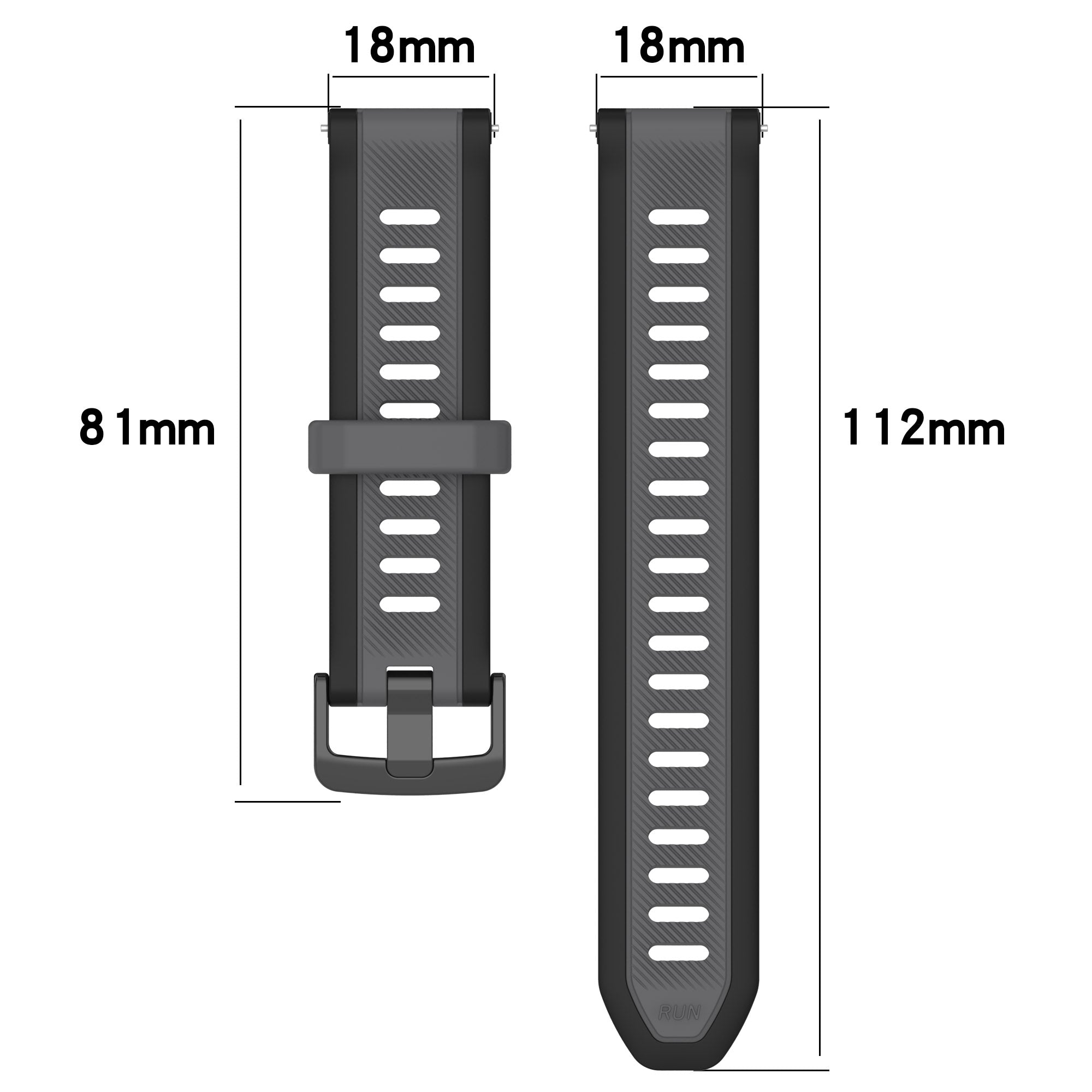 18 mm Quick Release Dual Color Silicone Watch Band For Garmin (LSHHT240424-027)