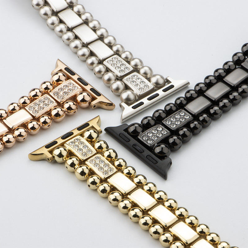 Apple Watch Particles beads diamon inset Stainless Steel Watch Band (LSHSHSHD-001)