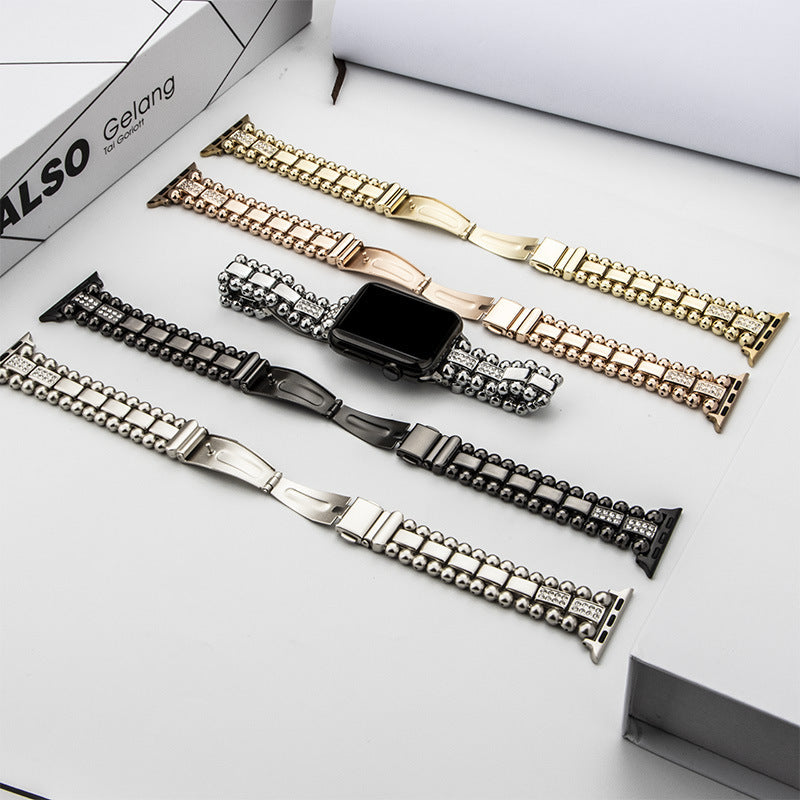 Apple Watch Particles beads diamon inset Stainless Steel Watch Band (LSHSHSHD-001)