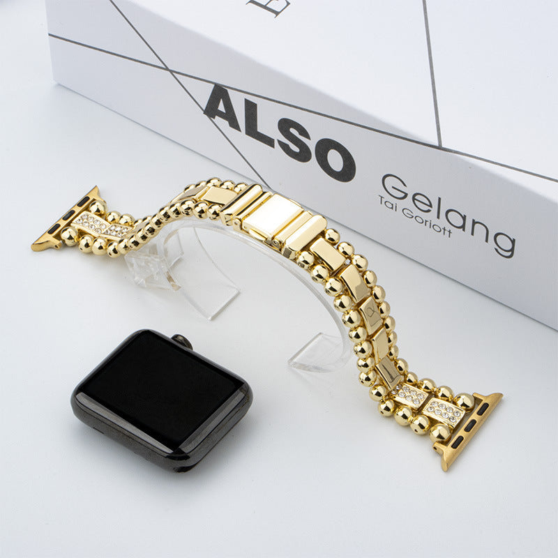 Apple Watch Particles beads diamon inset Stainless Steel Watch Band (LSHSHSHD-001)