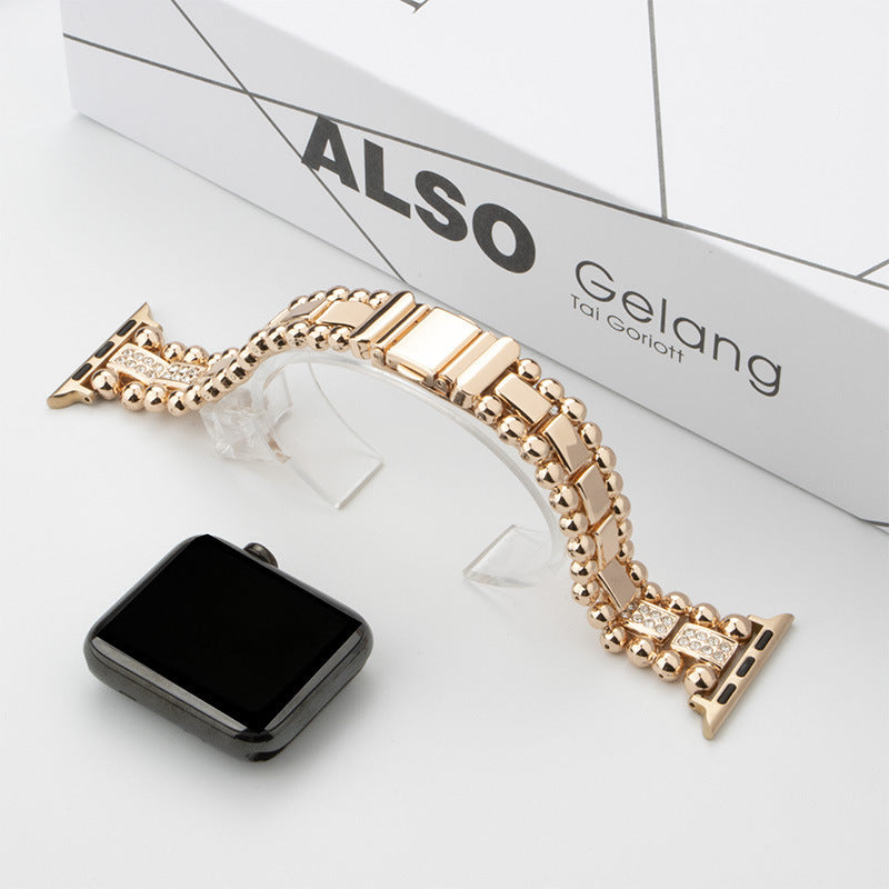 Apple Watch Particles beads diamon inset Stainless Steel Watch Band (LSHSHSHD-001)