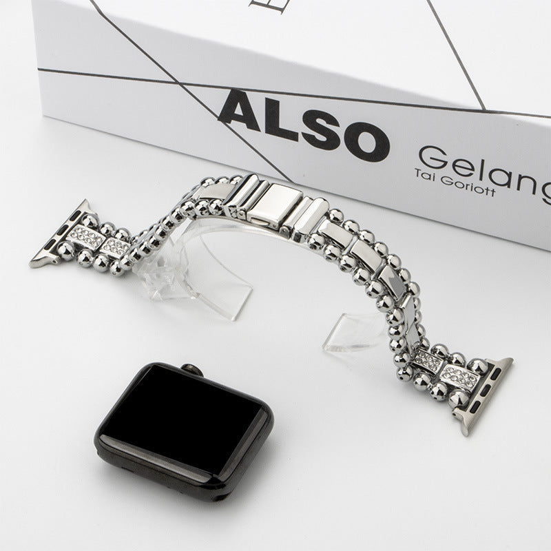 Apple Watch Particles beads diamon inset Stainless Steel Watch Band (LSHSHSHD-001)
