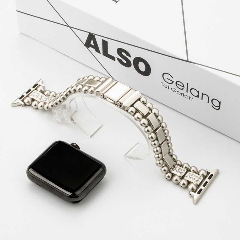 Apple Watch Particles beads diamon inset Stainless Steel Watch Band (LSHSHSHD-001)