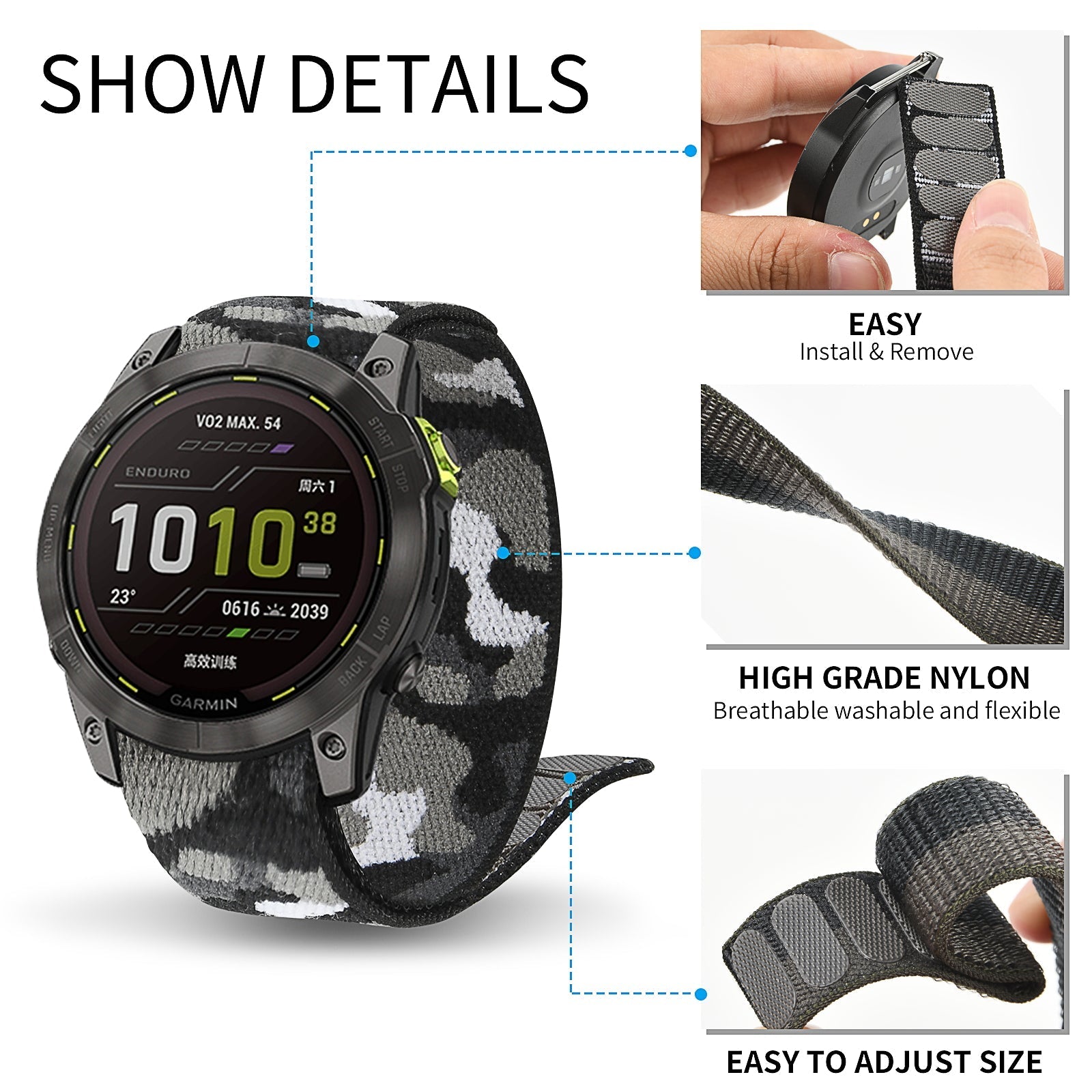 22 mm Quick Release For Garmin Nylon Watch Straps  (LSJL-001)