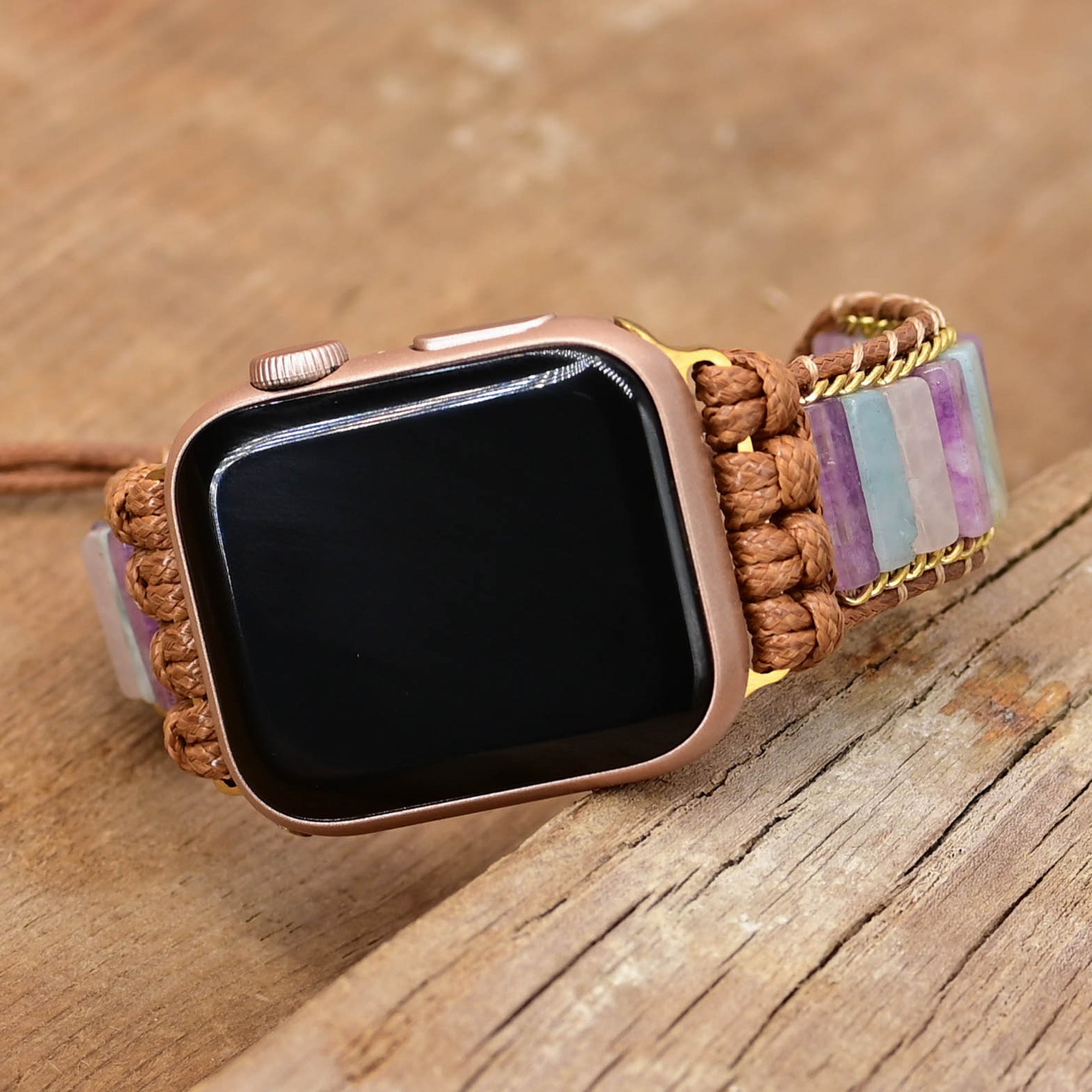 Apple Watch Natural Purple Agate Stretch hand made (LSJLM-018)
