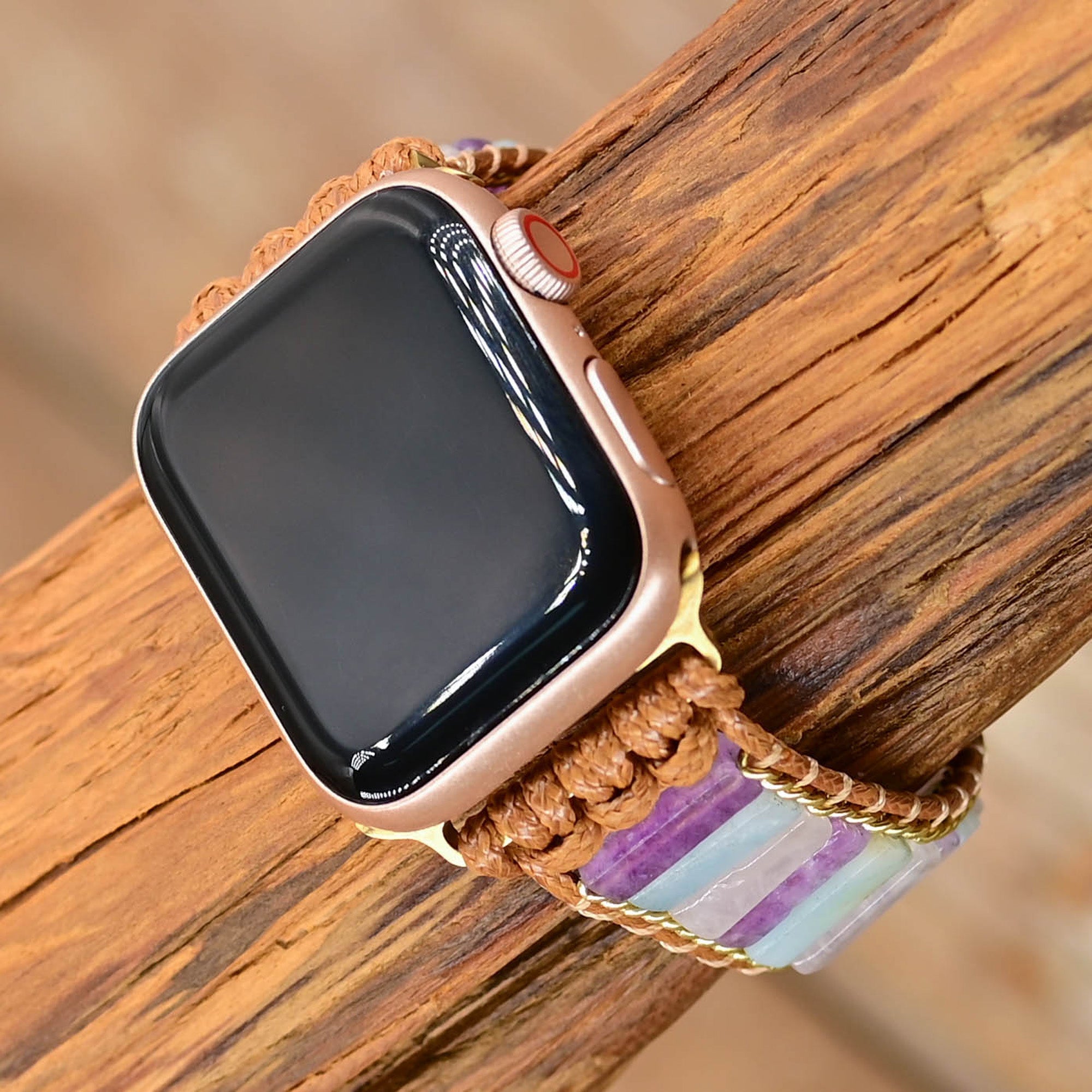 Apple Watch Natural Purple Agate Stretch hand made (LSJLM-018)