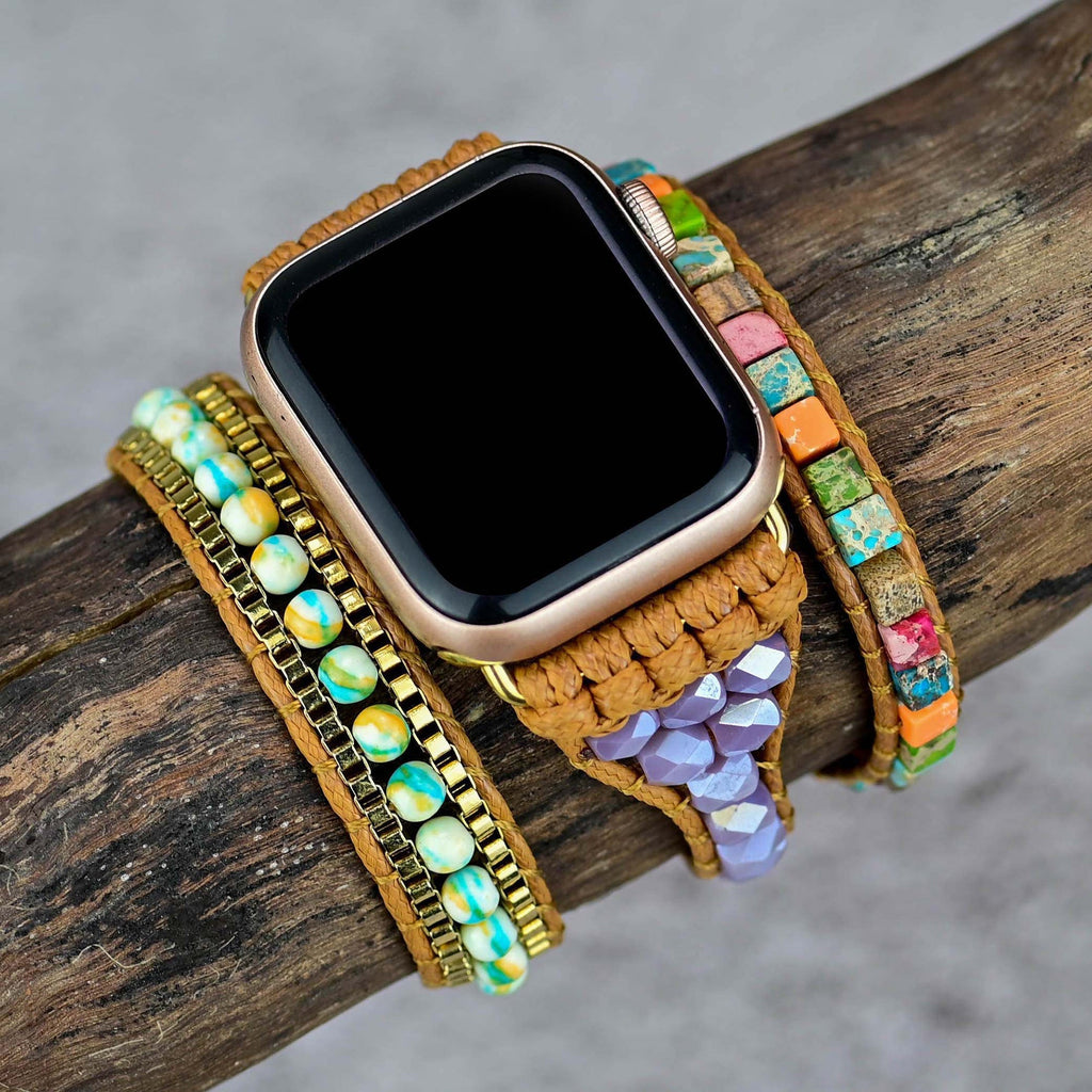 Apple Watch Band Strap Chakra Handmade Stone Beaded (LSJLM-022)