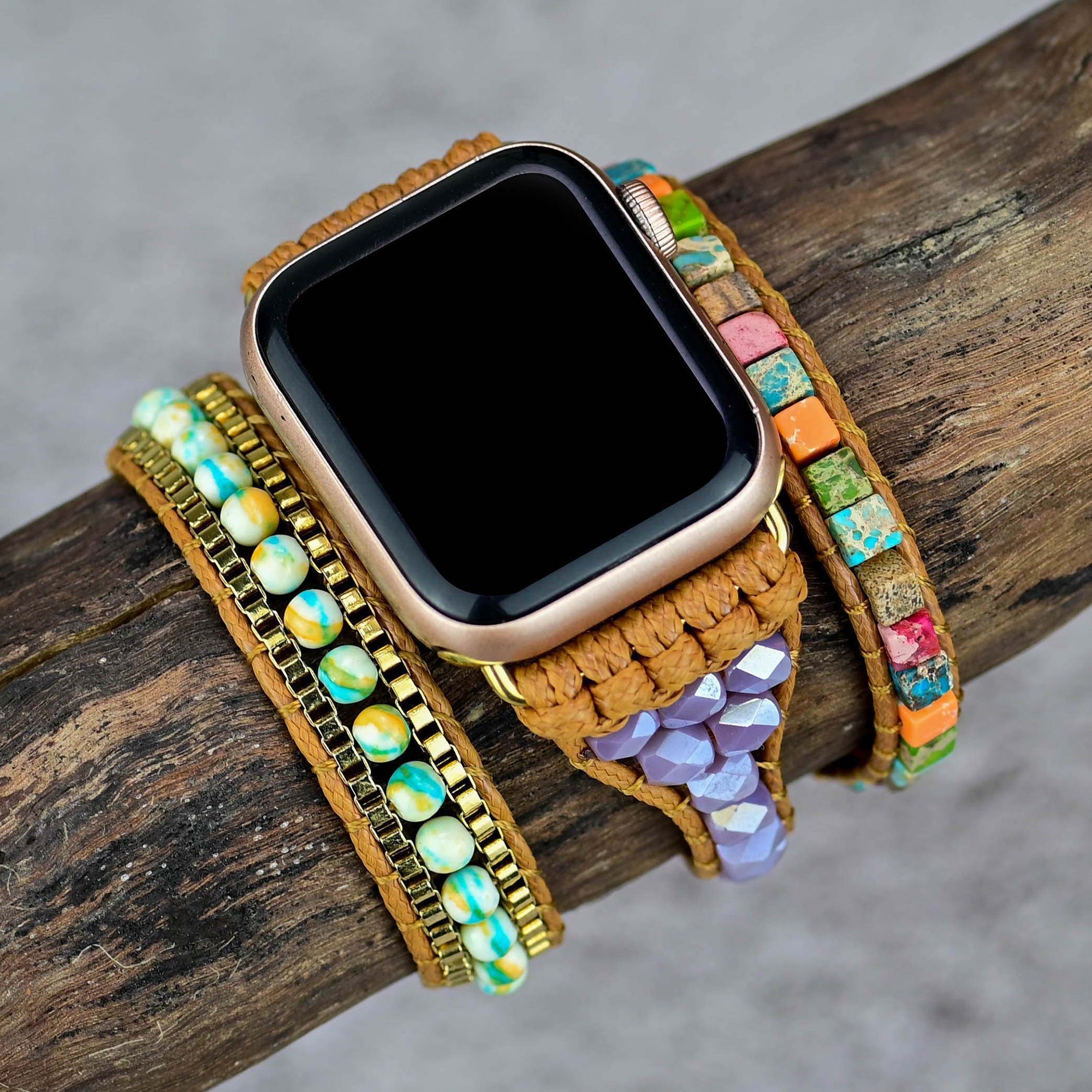 Apple Watch Band Strap Chakra Handmade Stone Beaded (LSJLM-022)