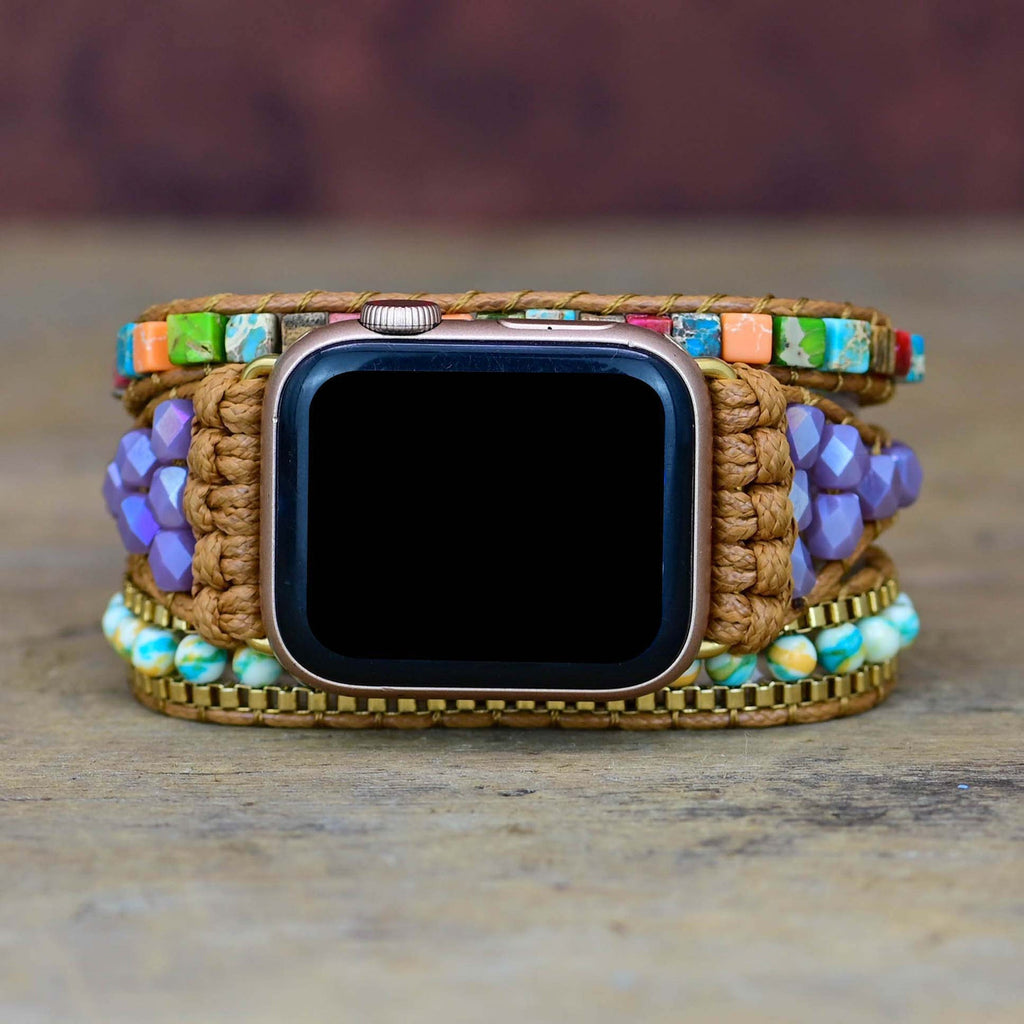 Apple Watch Band Strap Chakra Handmade Stone Beaded (LSJLM-022)