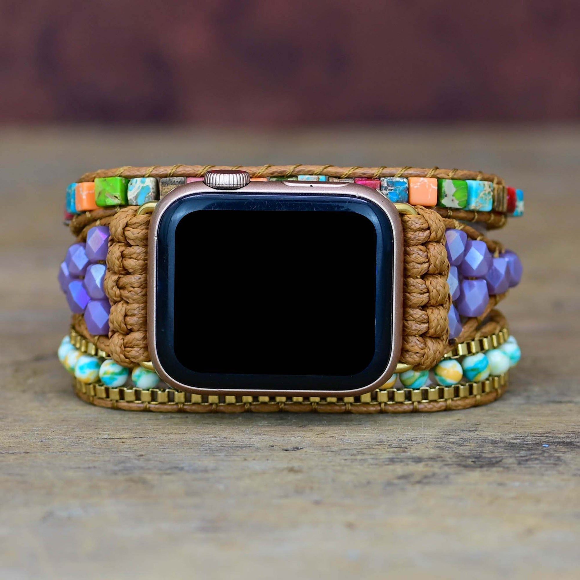 Apple Watch Band Strap Chakra Handmade Stone Beaded (LSJLM-022)