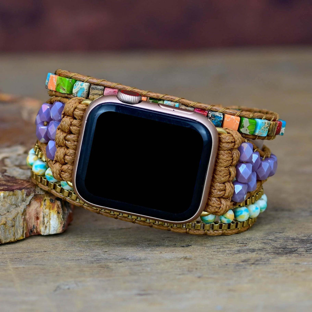 Apple Watch Band Strap Chakra Handmade Stone Beaded (LSJLM-022)