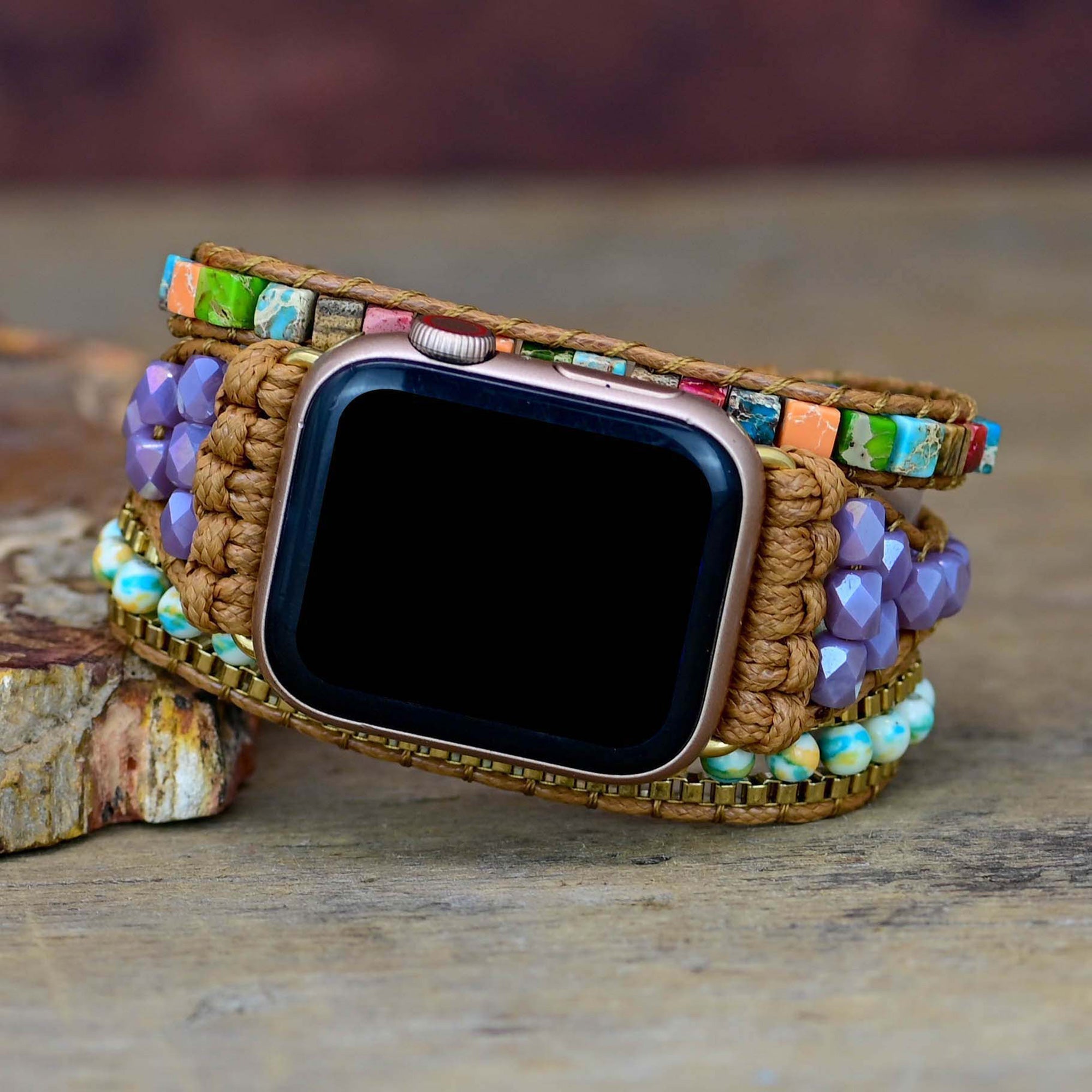 Apple Watch Band Strap Chakra Handmade Stone Beaded (LSJLM-022)