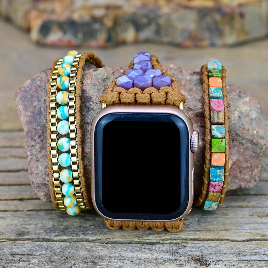 Apple Watch Band Strap Chakra Handmade Stone Beaded (LSJLM-022)