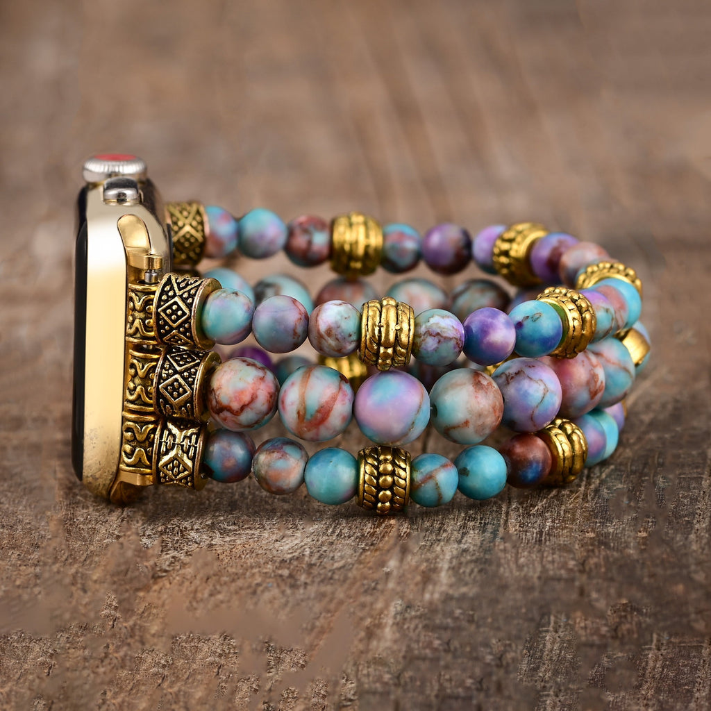 Apple Watch Band Purple Mix Jasper Stretchy (LSJLM-038)