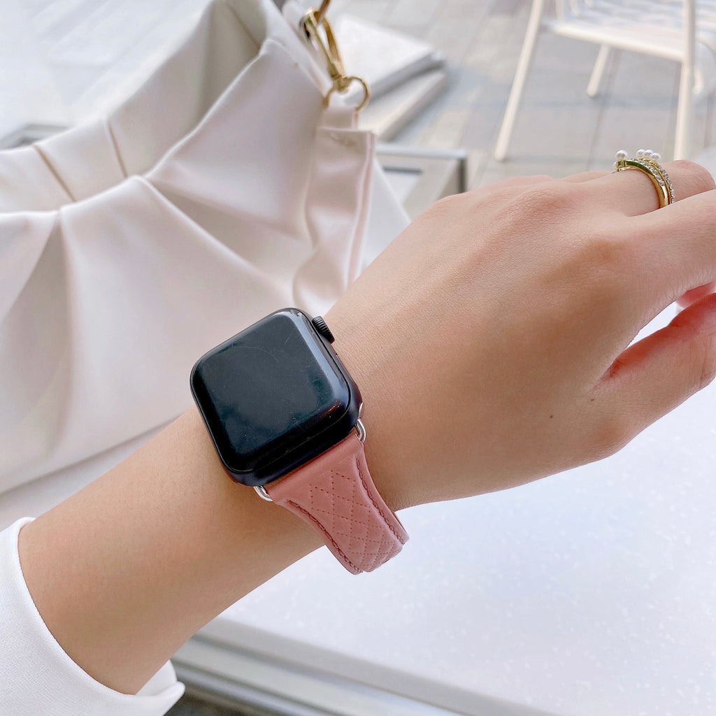 Apple Watch Rhombus Genuine Leather Watch Band (LSJMTD-001)