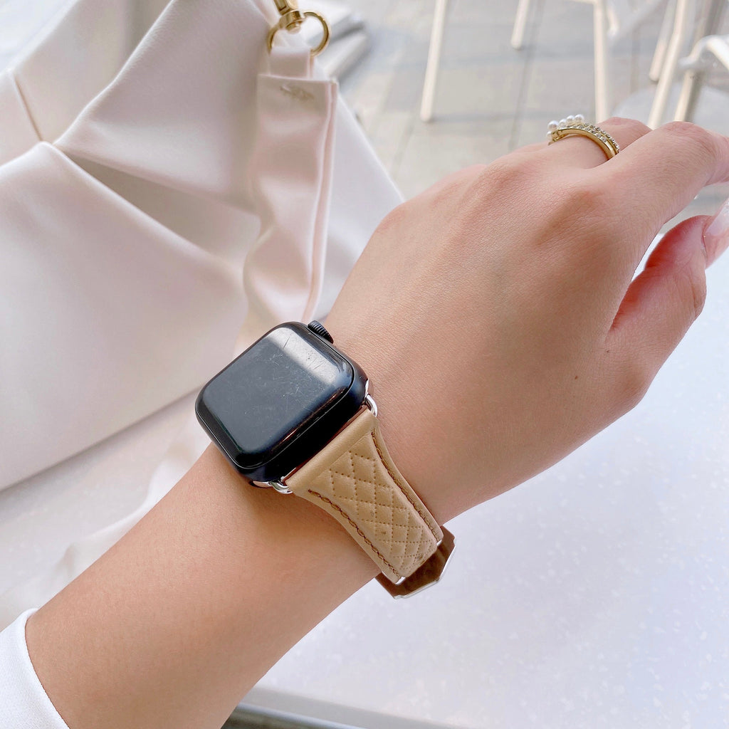 Apple Watch Rhombus Genuine Leather Watch Band (LSJMTD-001)