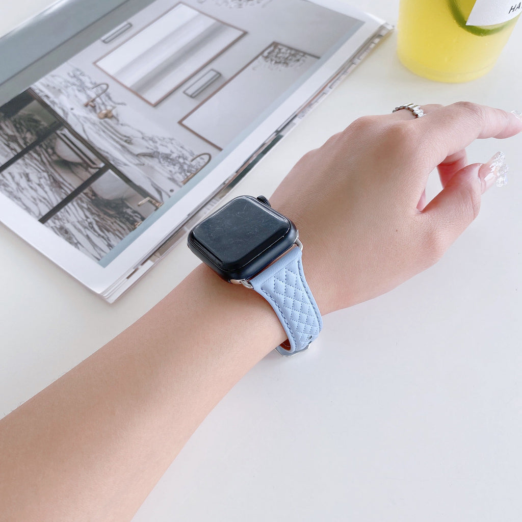 Apple Watch Rhombus Genuine Leather Watch Band (LSJMTD-001)