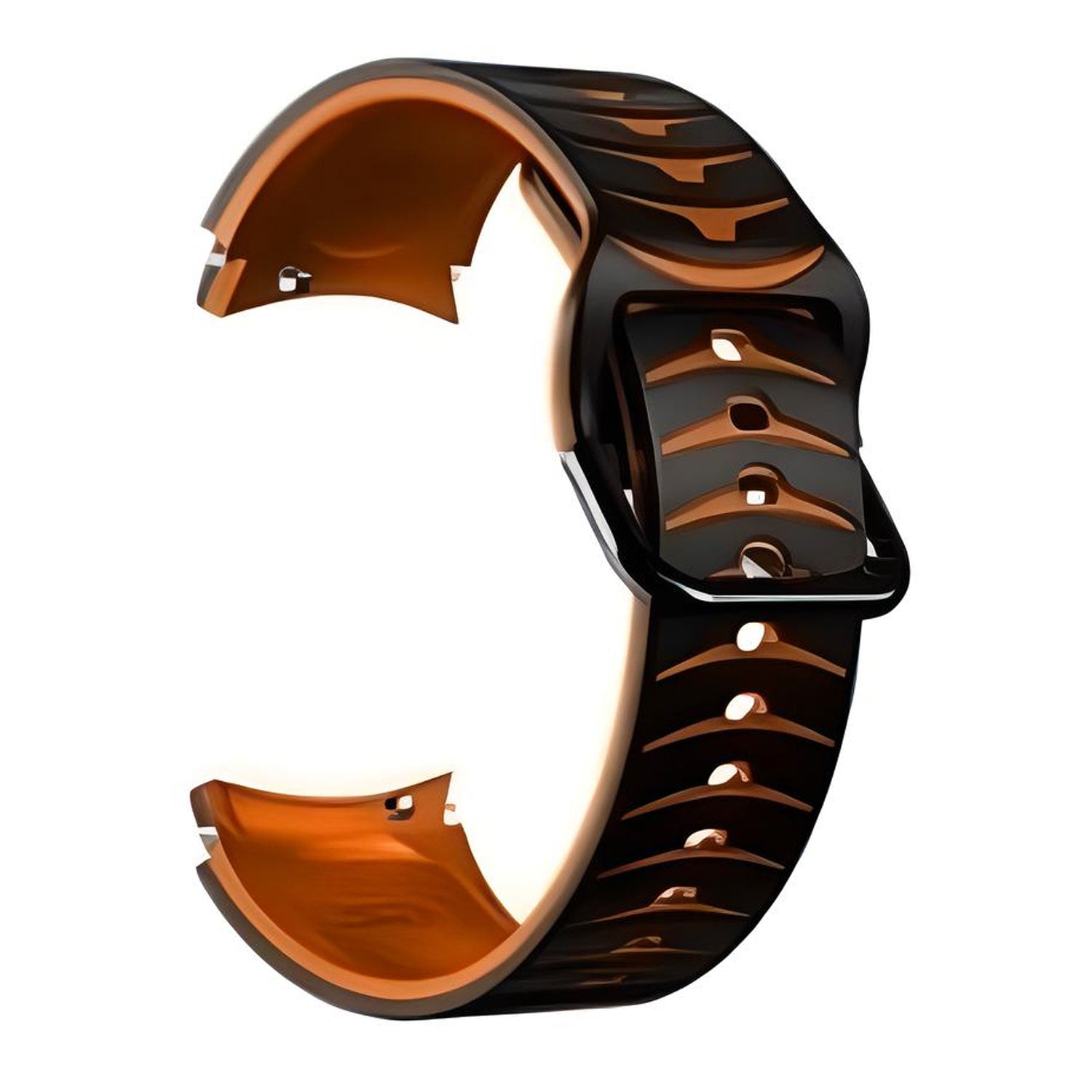 20 mm Quick Release Curve Pattern Dual Color Strap Rubber Watch Band For Samsung Galaxy Watch 4 Classic/5 Pro/6 Classic (LSJYH-004)