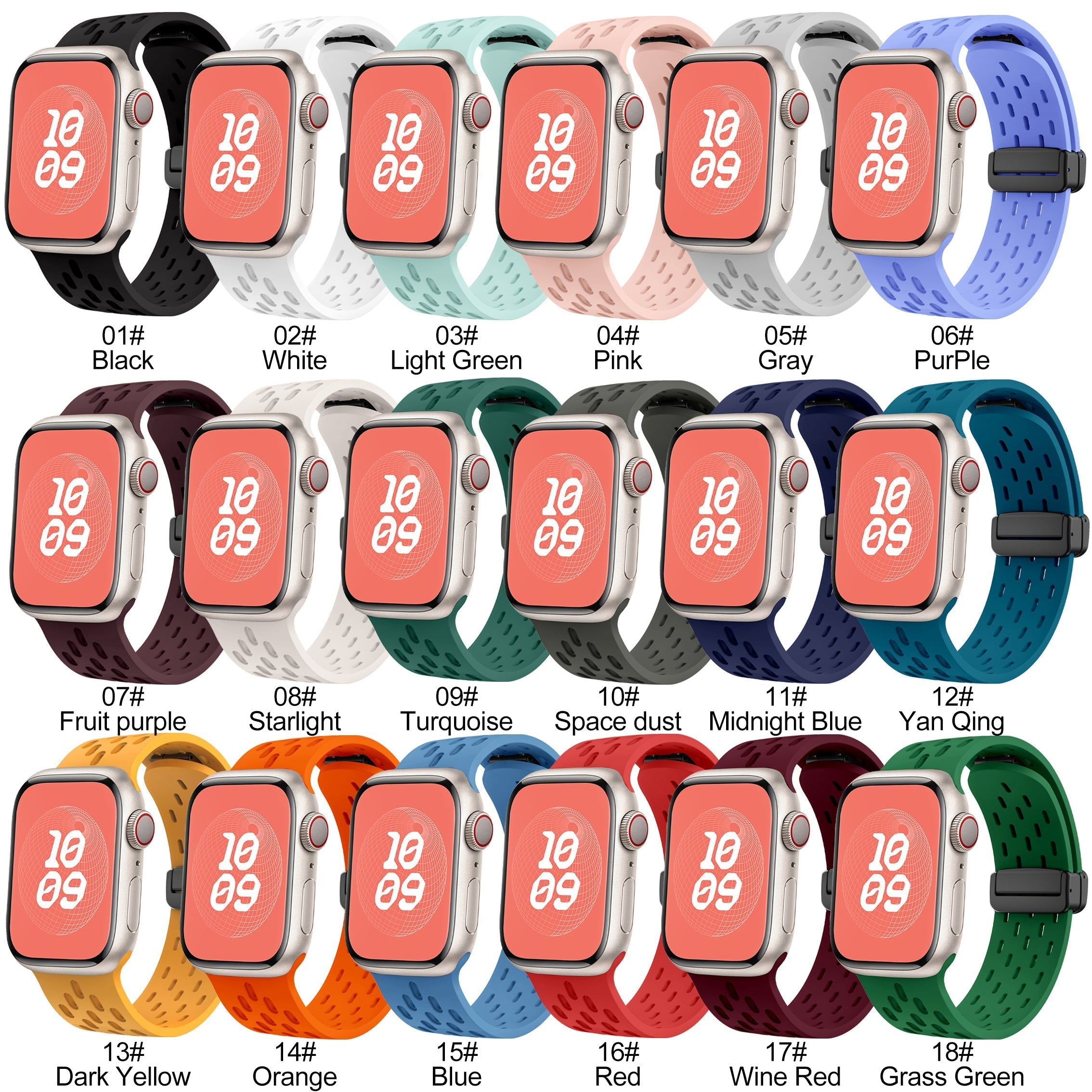 Apple Watch Silicone Mesh Magnetic Buckle Watch Strap (LSMM-057)