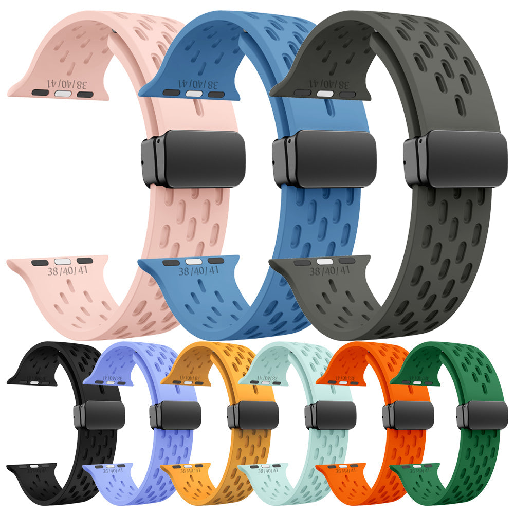 Apple Watch Silicone Mesh Magnetic Buckle Watch Strap (LSMM-057)