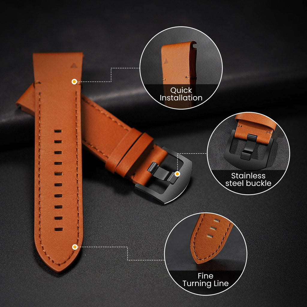 22 mm Quick Fit Leather Watch Band For Garmin (LSXJ-027)