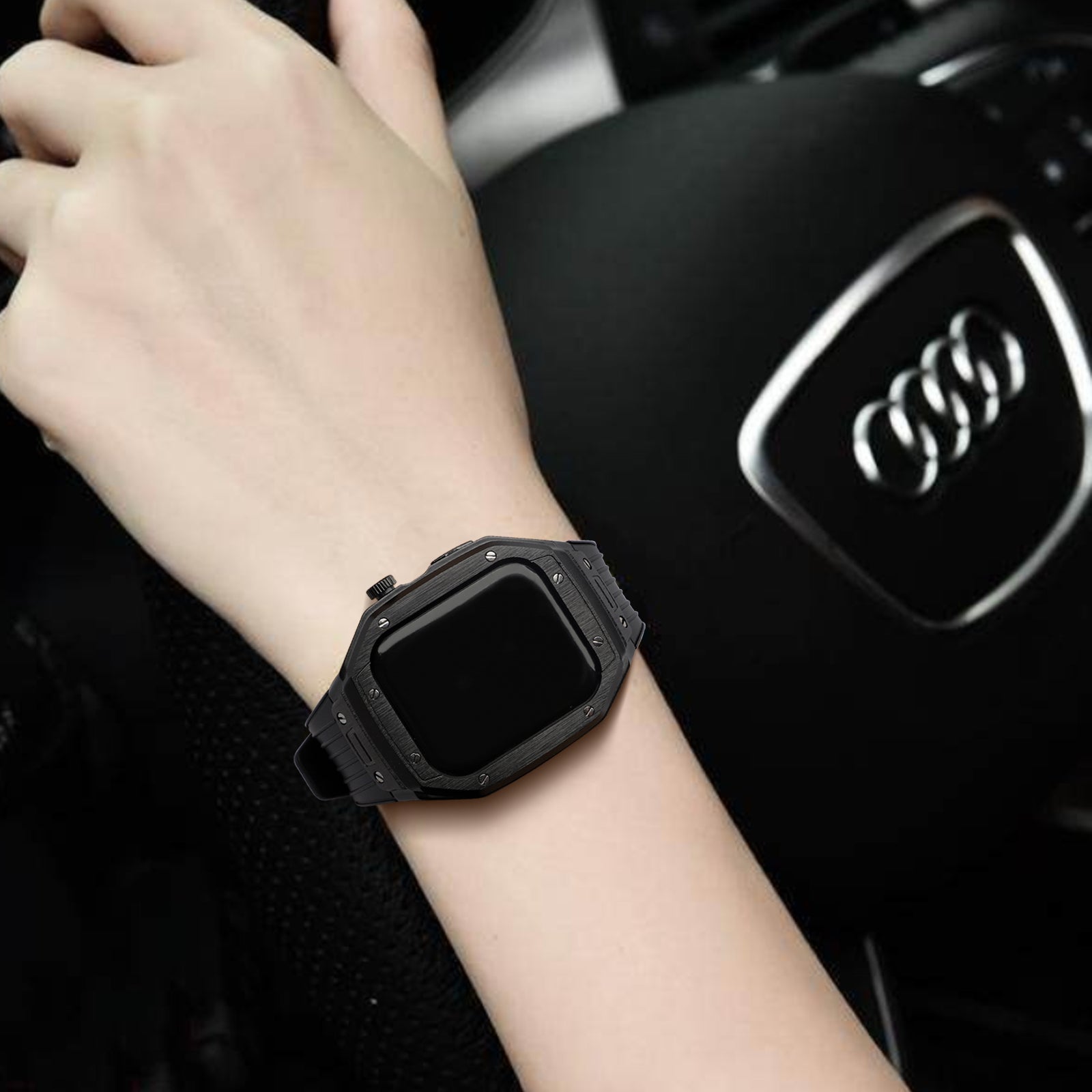 Apple Watch Fashion Integrated TPU Watch Band + Alloy Watch Cover (LSYSHH-020)