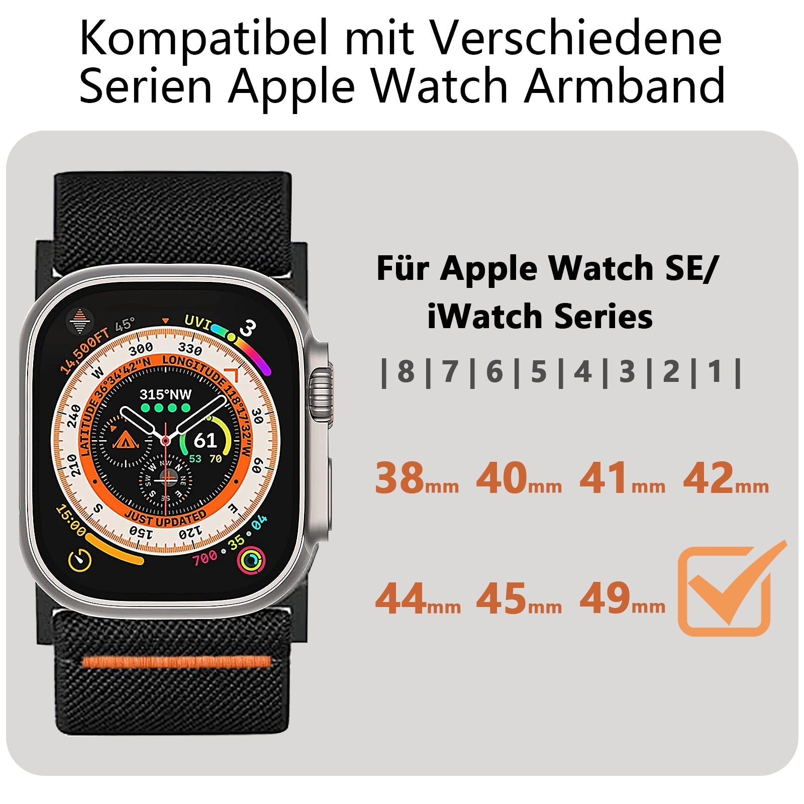 Apple Watch Wide Adjustable nylon watch band (LSYZHSH-001)