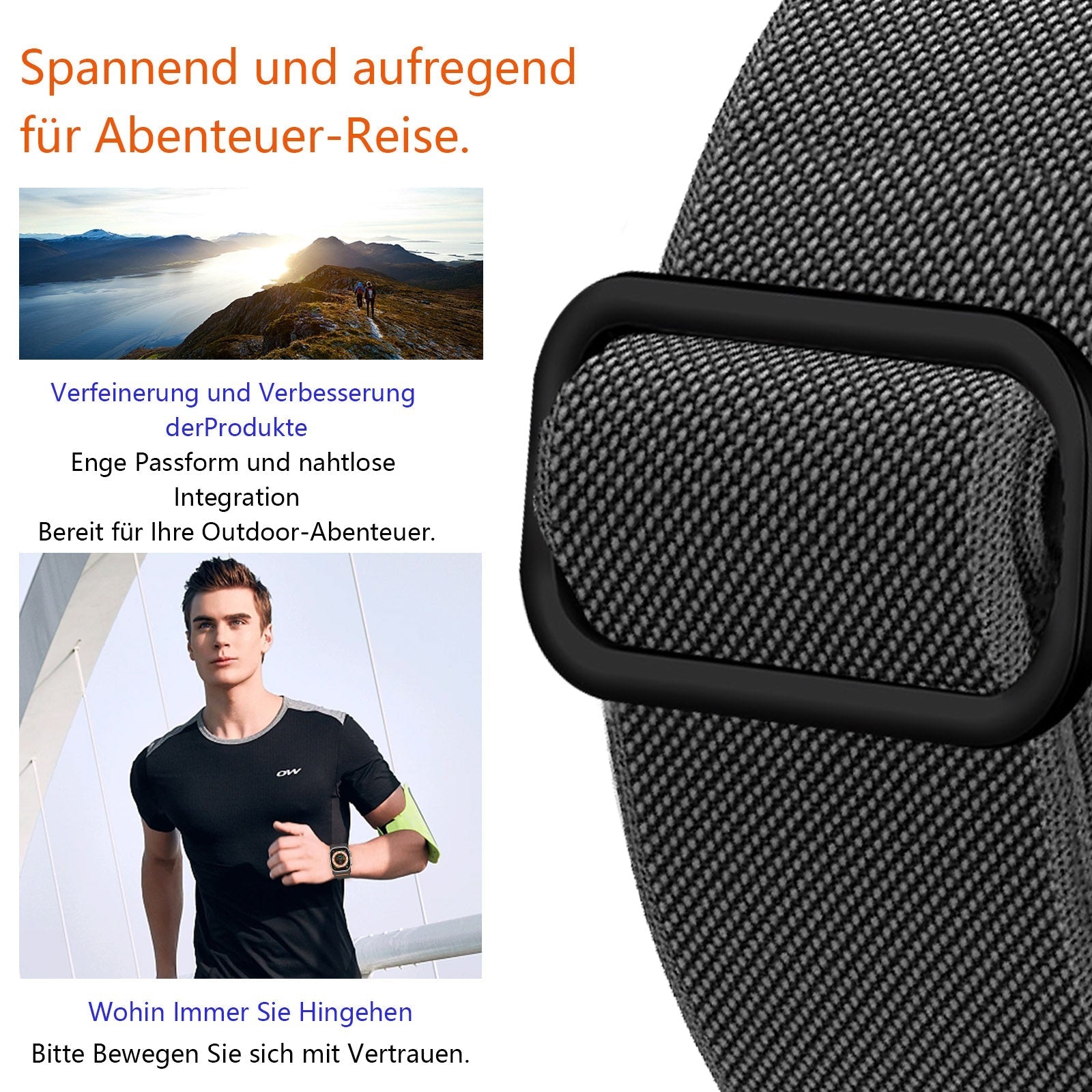 Apple Watch Wide Adjustable nylon watch band (LSYZHSH-001)