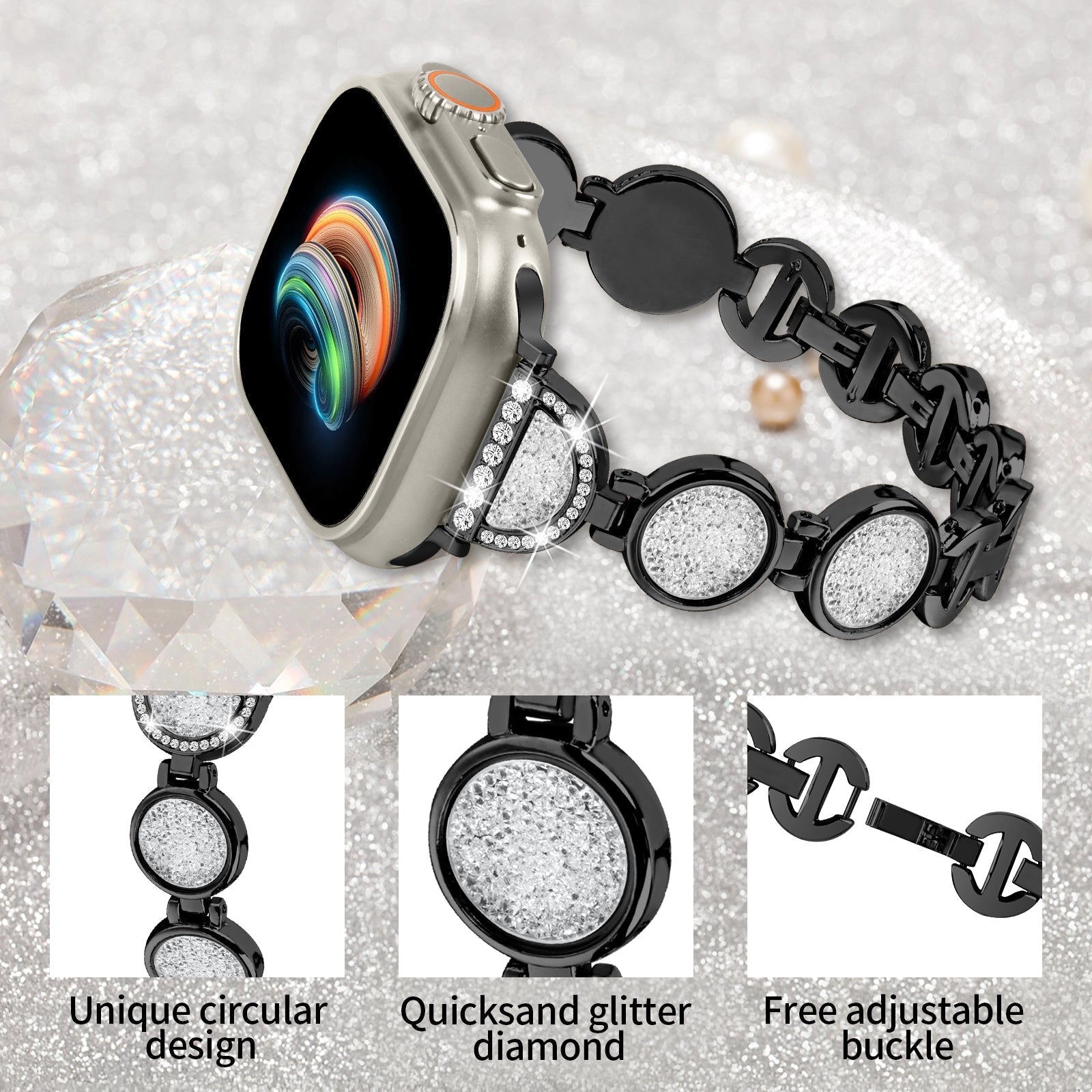 Apple Watch Diamond Bracelet Glitter Metal Strap (LSZHYH-009)