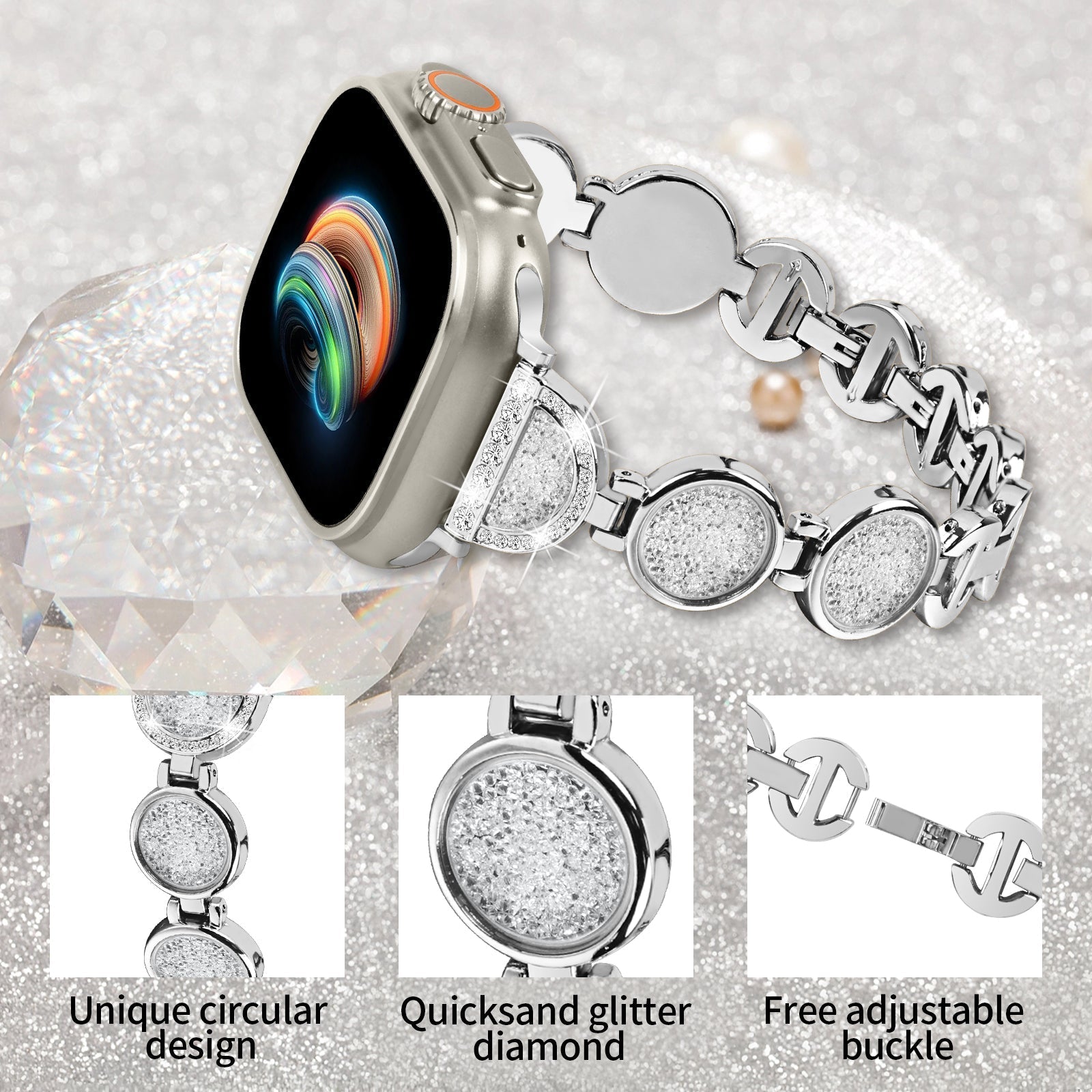 Apple Watch Diamond Bracelet Glitter Metal Strap (LSZHYH-009)