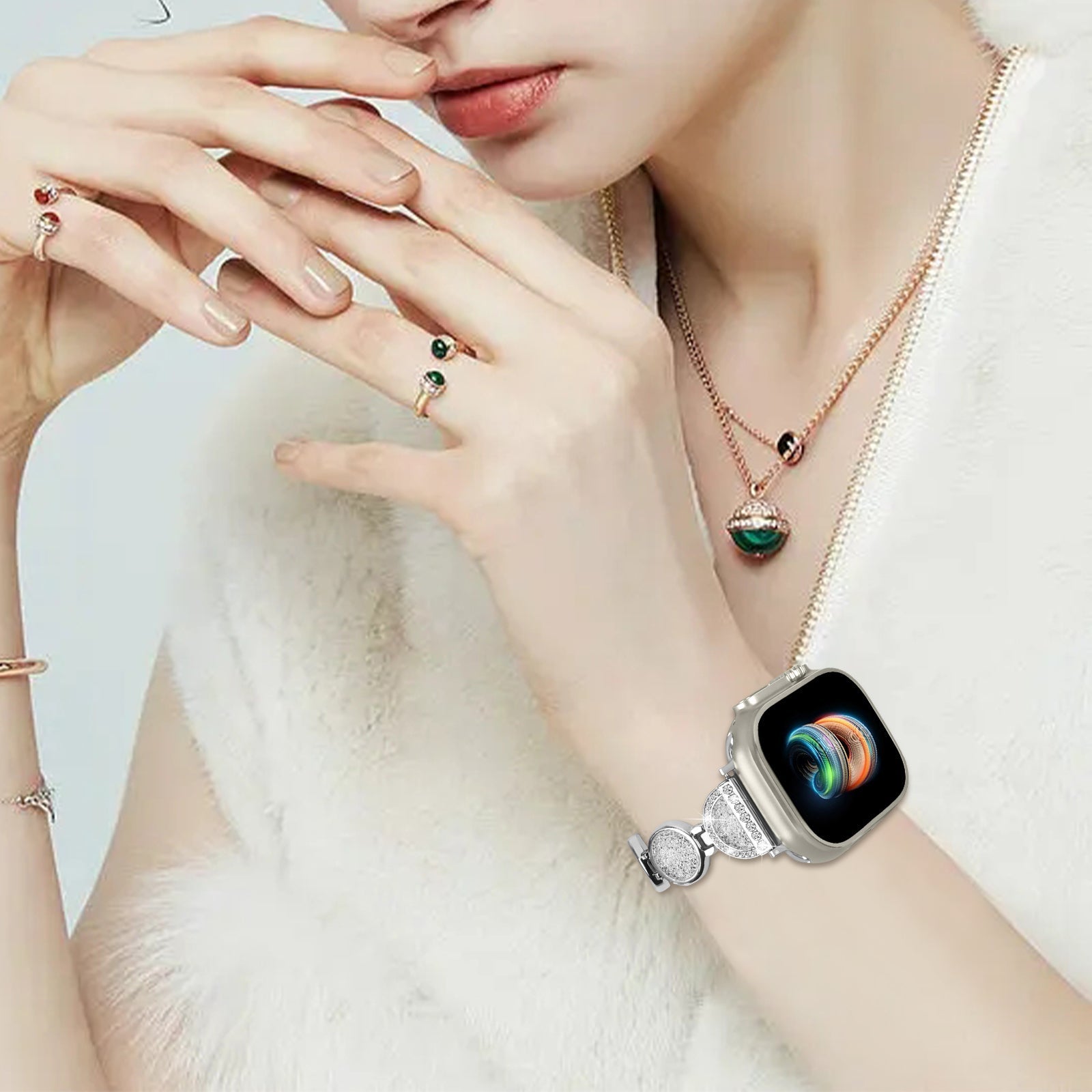 Apple Watch Diamond Bracelet Glitter Metal Strap (LSZHYH-009)
