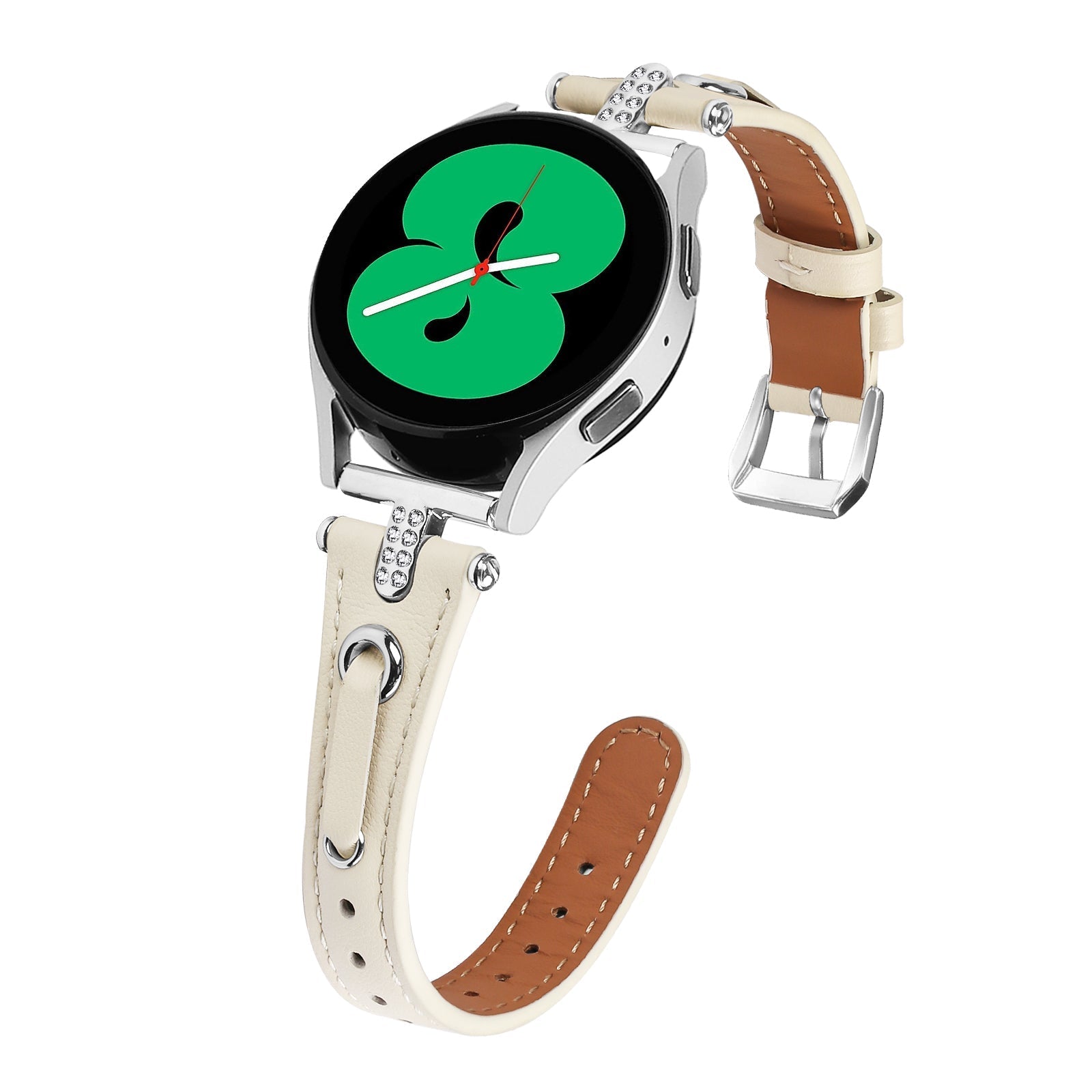 20 mm Quick Release T shape Slim leather strap with diamond inset watch band with silver adapter (LSZHYH-087)