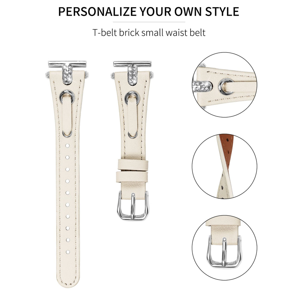 20 mm Quick Release T shape Slim leather strap with diamond inset watch band with silver adapter (LSZHYH-087)