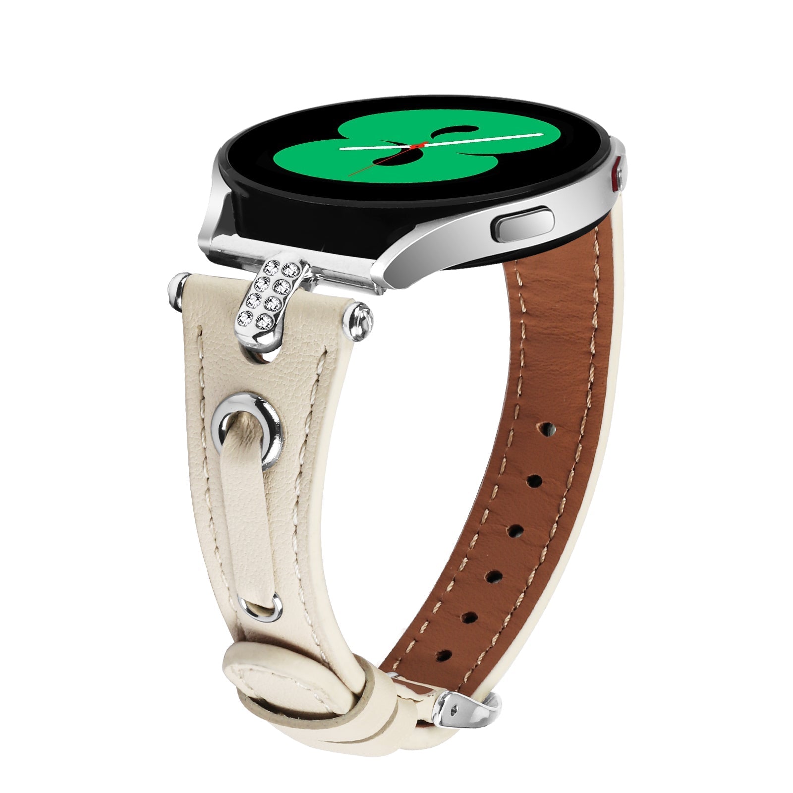 20 mm Quick Release T shape Slim leather strap with diamond inset watch band with silver adapter (LSZHYH-087)