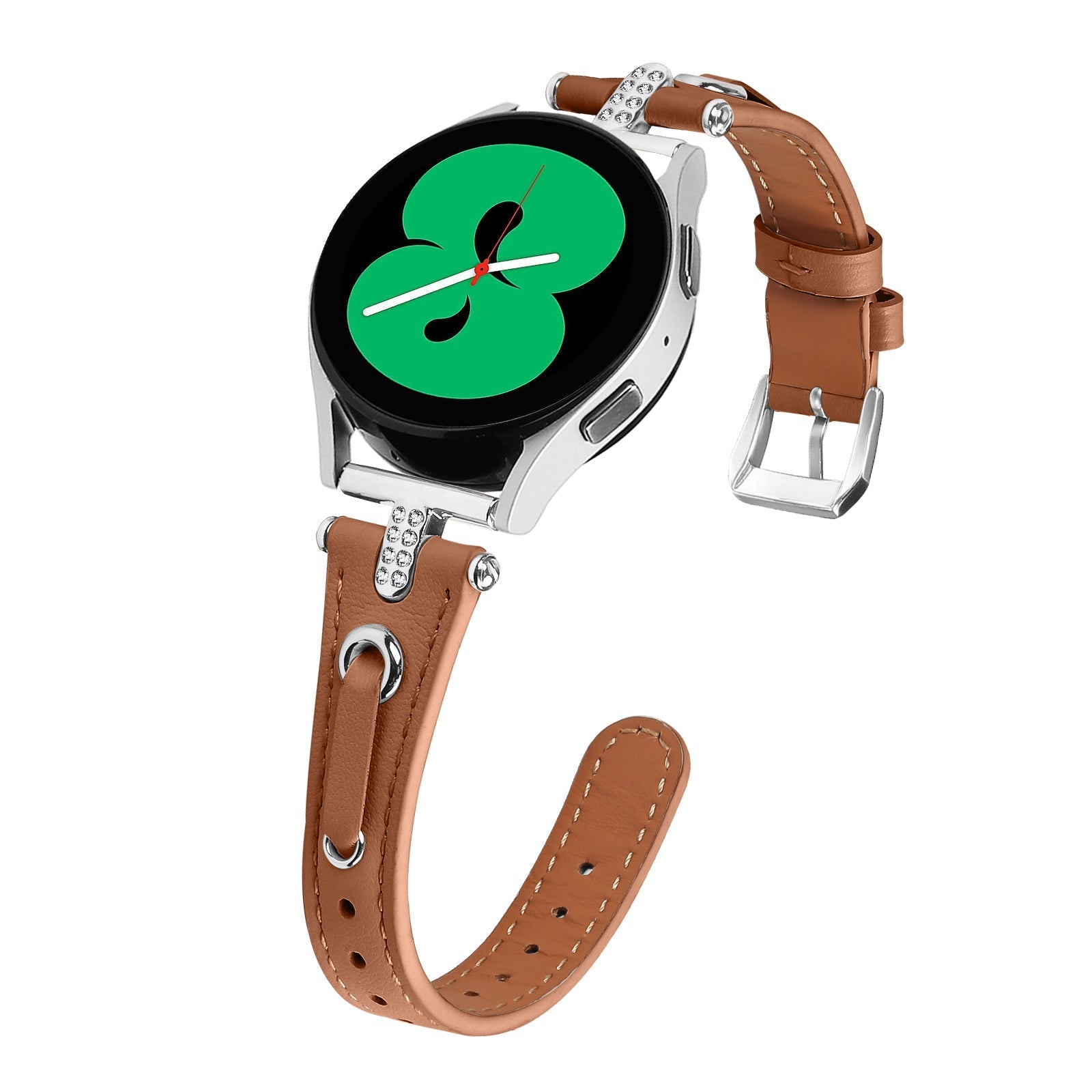 20 mm Quick Release T shape Slim leather strap with diamond inset watch band with silver adapter (LSZHYH-087)