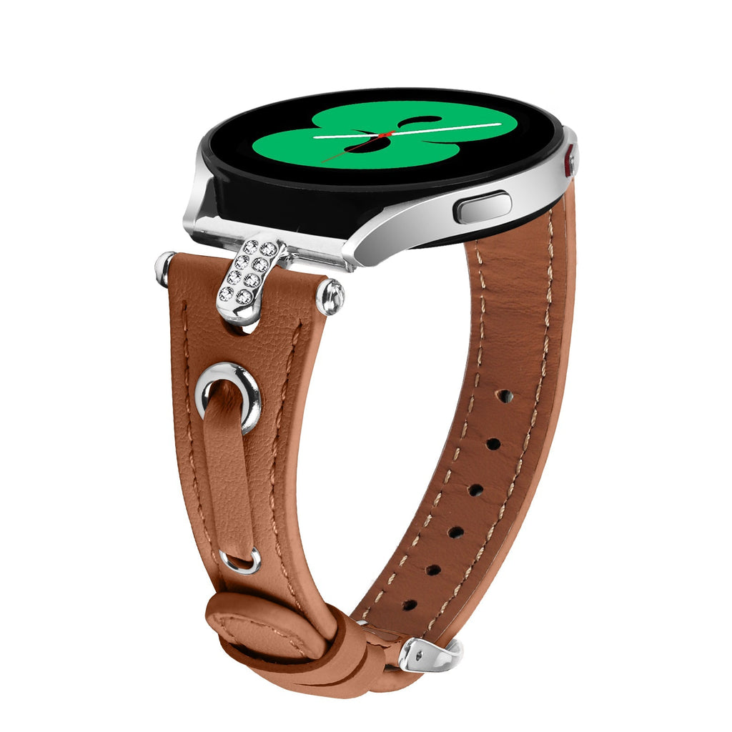 20 mm Quick Release T shape Slim leather strap with diamond inset watch band with silver adapter (LSZHYH-087)