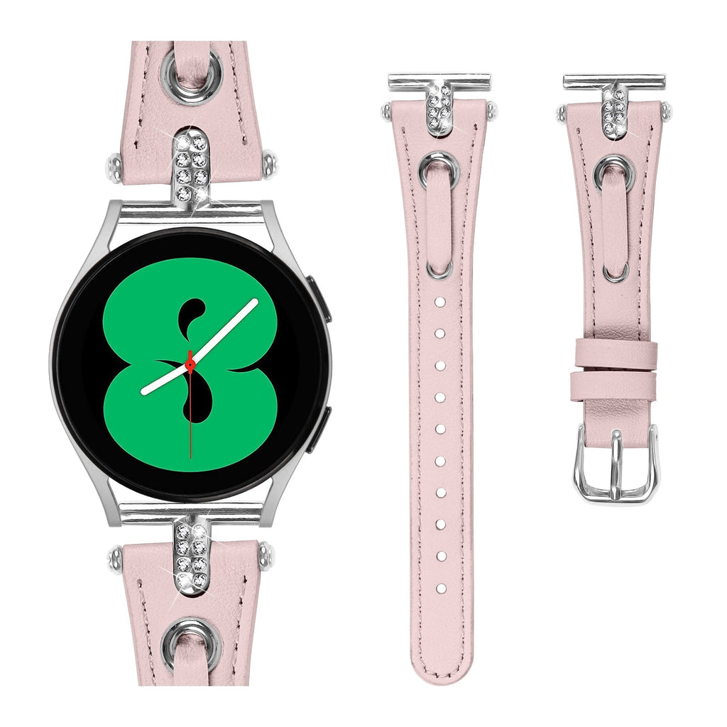 20 mm Quick Release T shape Slim leather strap with diamond inset watch band with silver adapter (LSZHYH-087)