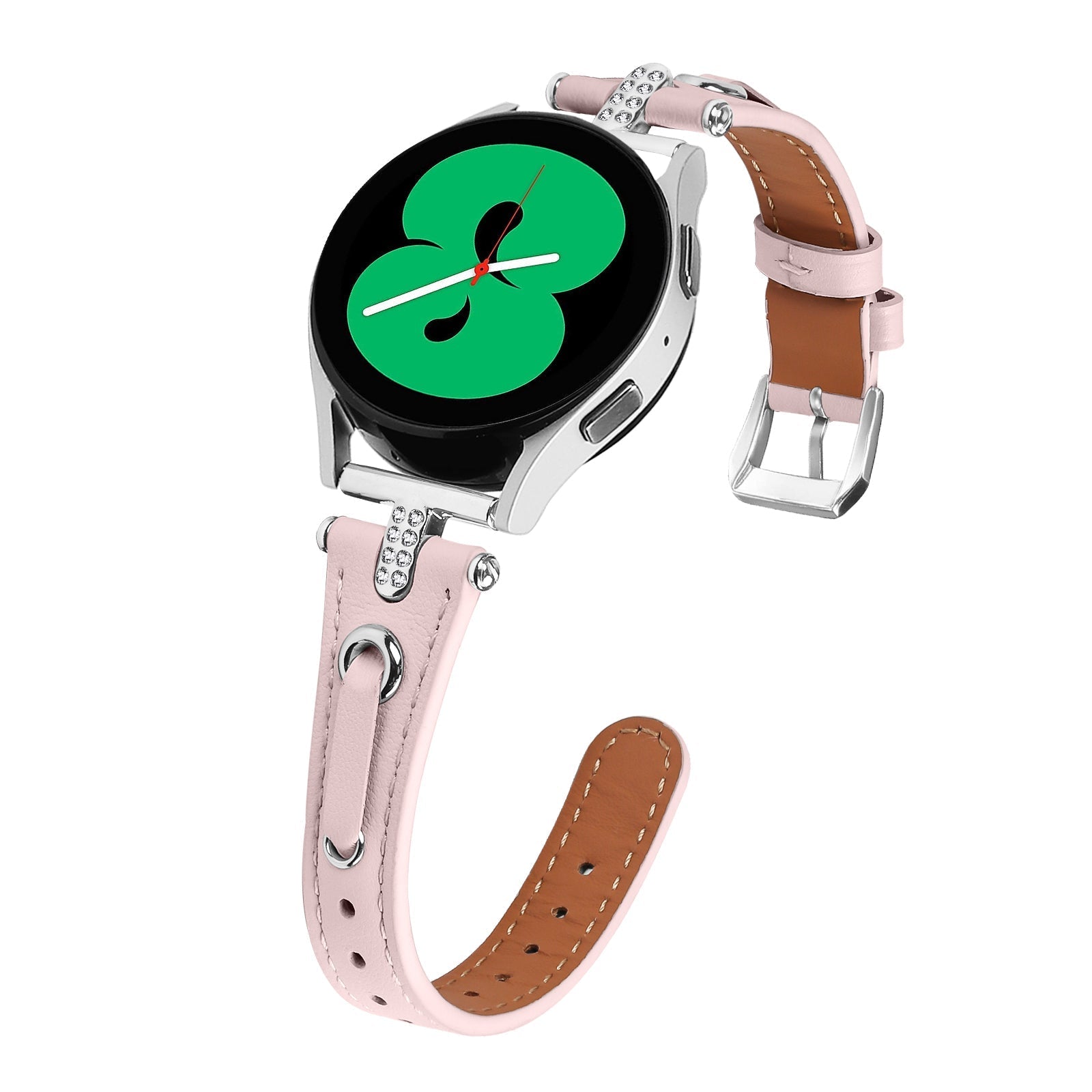 20 mm Quick Release T shape Slim leather strap with diamond inset watch band with silver adapter (LSZHYH-087)