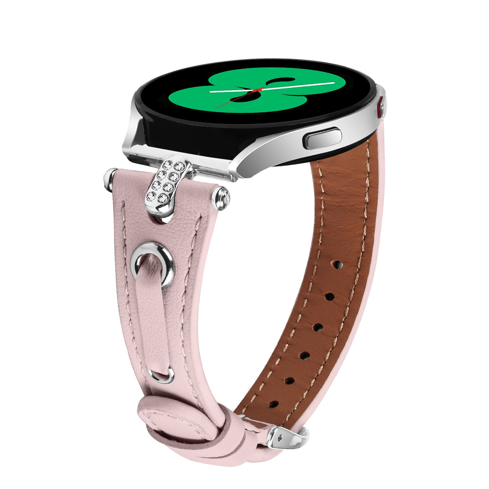 20 mm Quick Release T shape Slim leather strap with diamond inset watch band with silver adapter (LSZHYH-087)