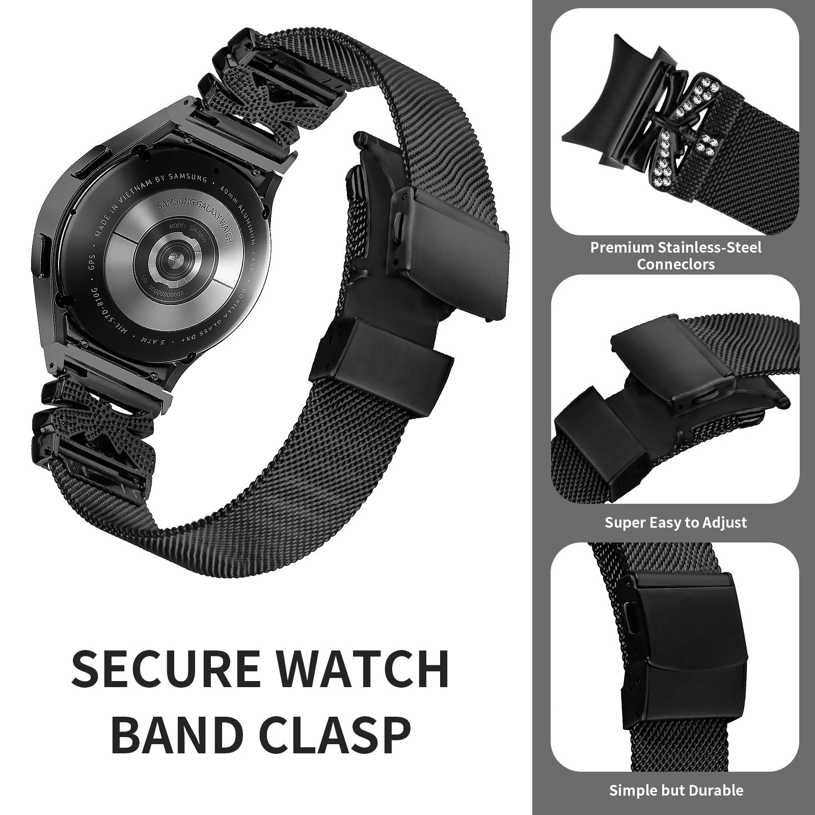 20 mm Quick Release Turtle Back Butterfly Mlianese Watch Band For Samsung (LSZHYH-104)