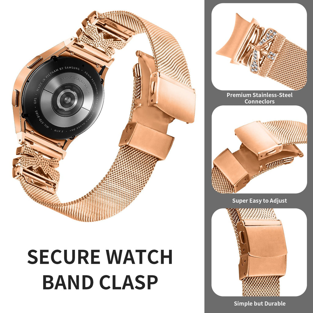 20 mm Quick Release Turtle Back Butterfly Mlianese Watch Band For Samsung (LSZHYH-104)