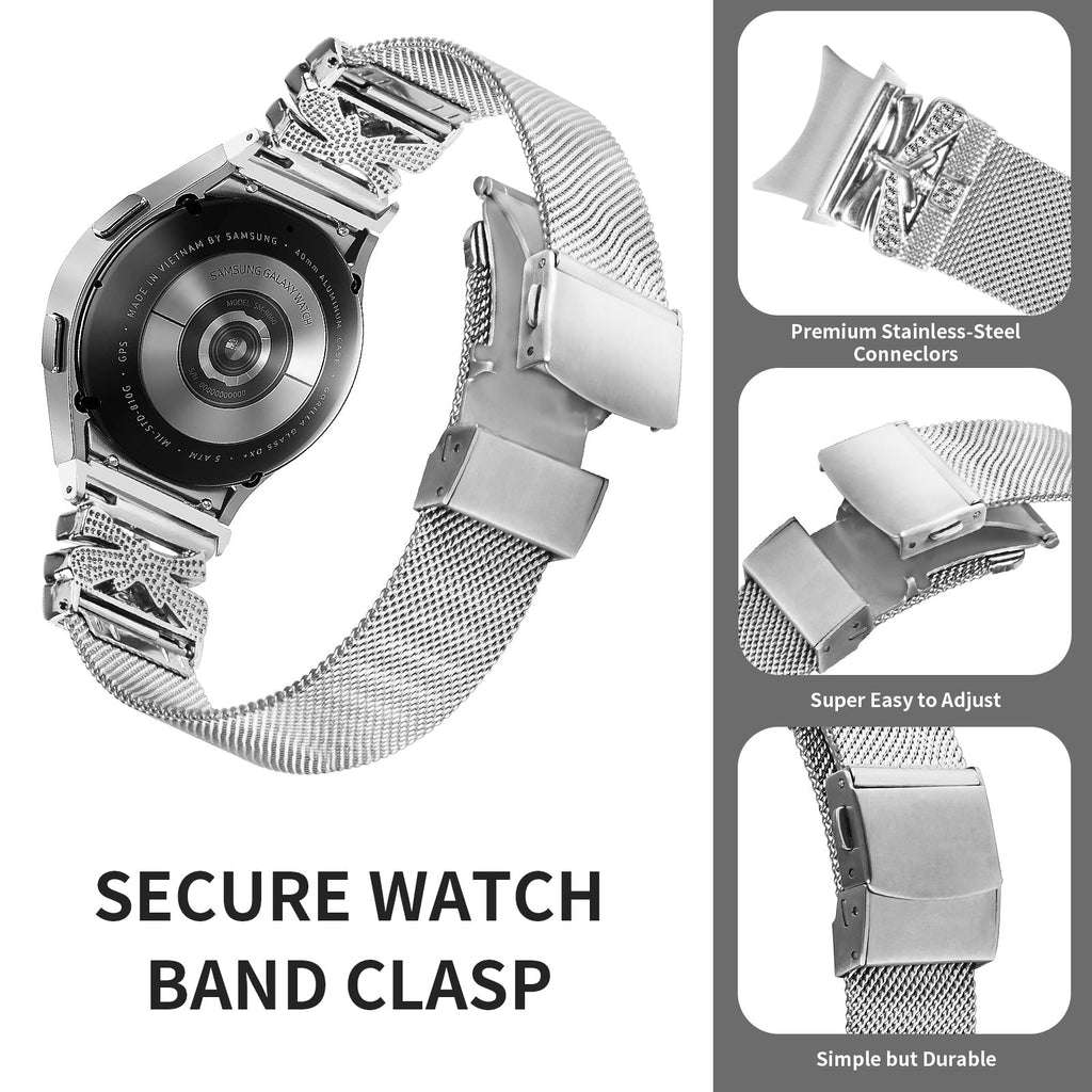 20 mm Quick Release Turtle Back Butterfly Mlianese Watch Band For Samsung (LSZHYH-104)