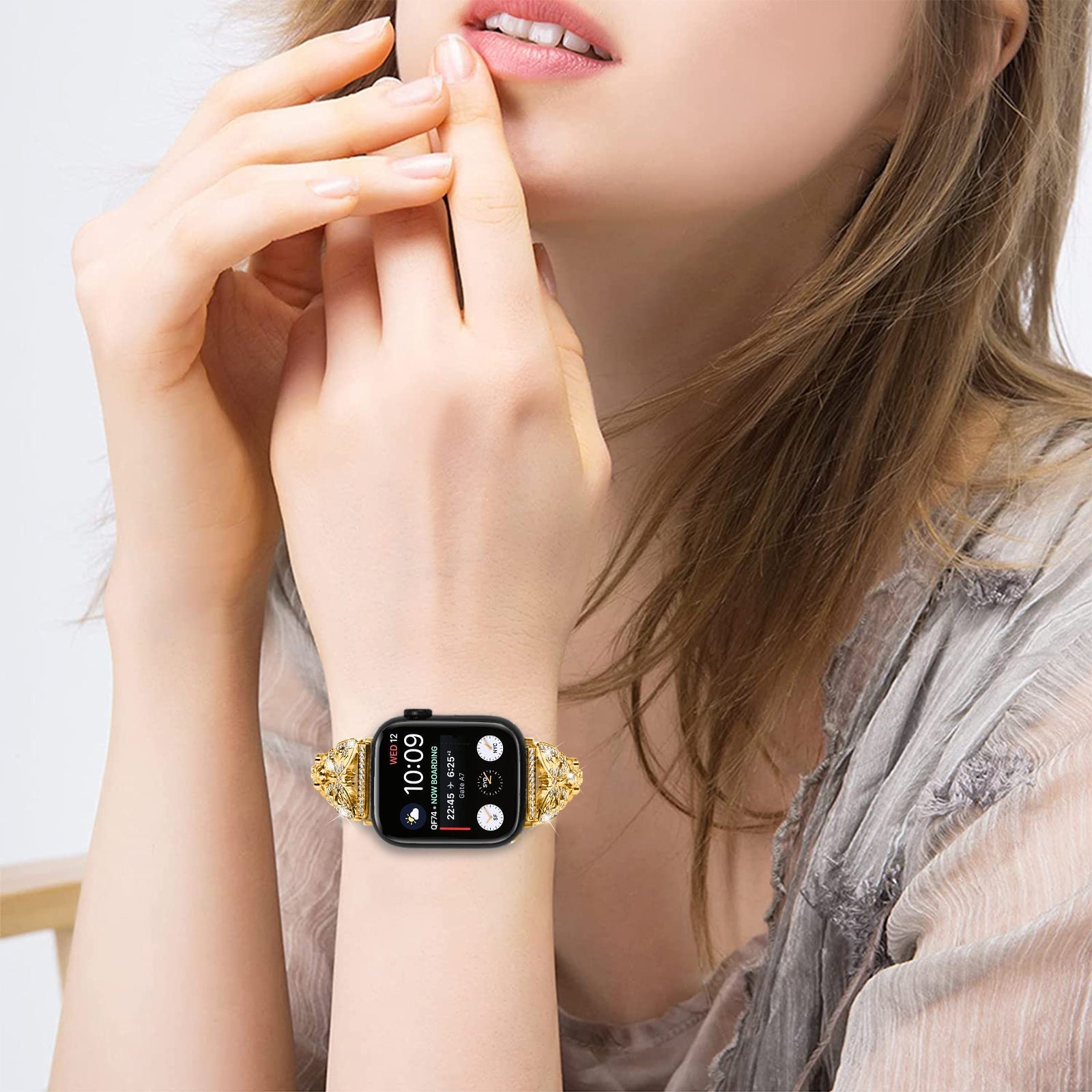 Apple Watch Diamond Bracelet Glitter Metal Strap (LSZHYH-B005)