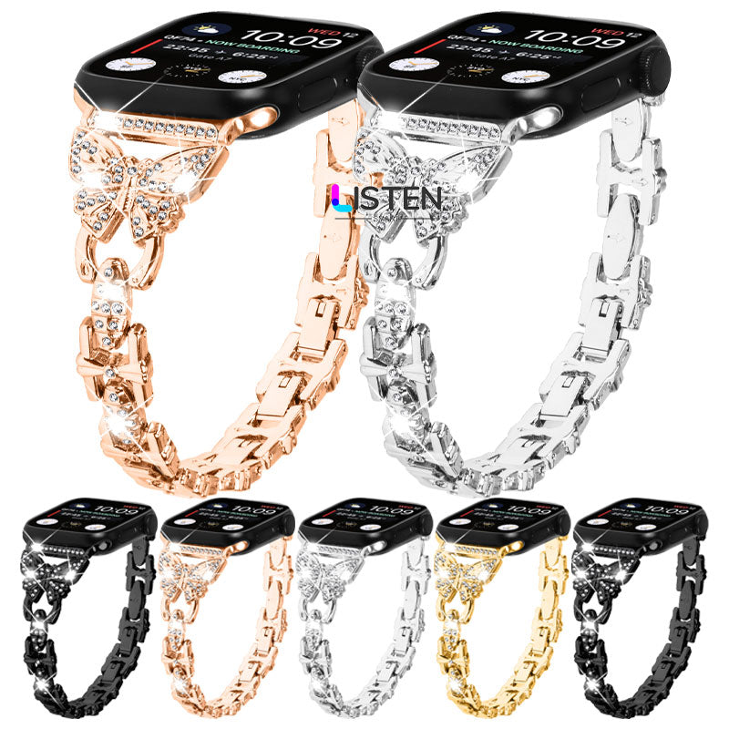 Apple Watch Diamond Bracelet Glitter Metal Strap (LSZHYH-B005)